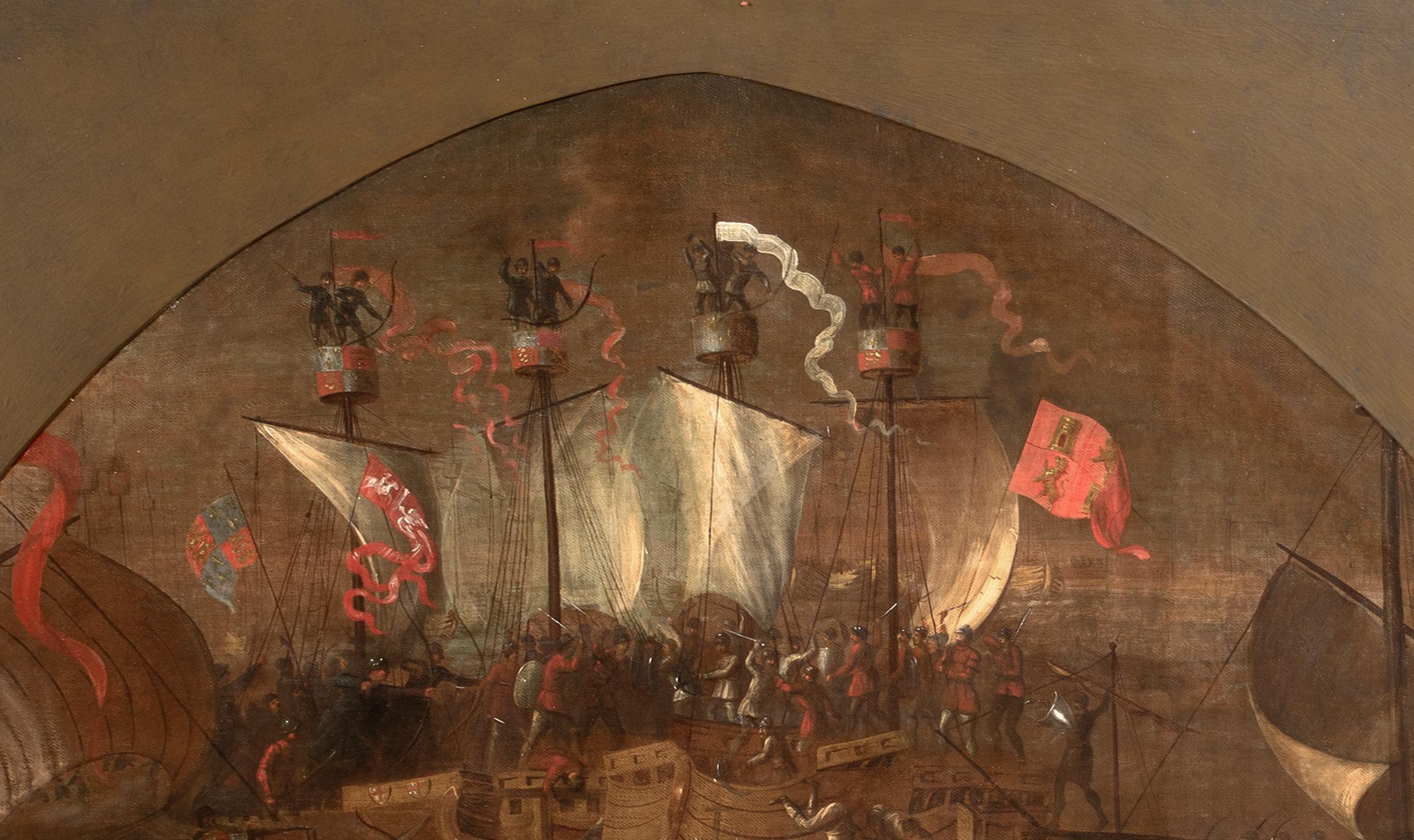 The Battle Of Sluys (1340), Öl auf Leinwand, 100 Hundred Years War Naval Scene im Angebot 3