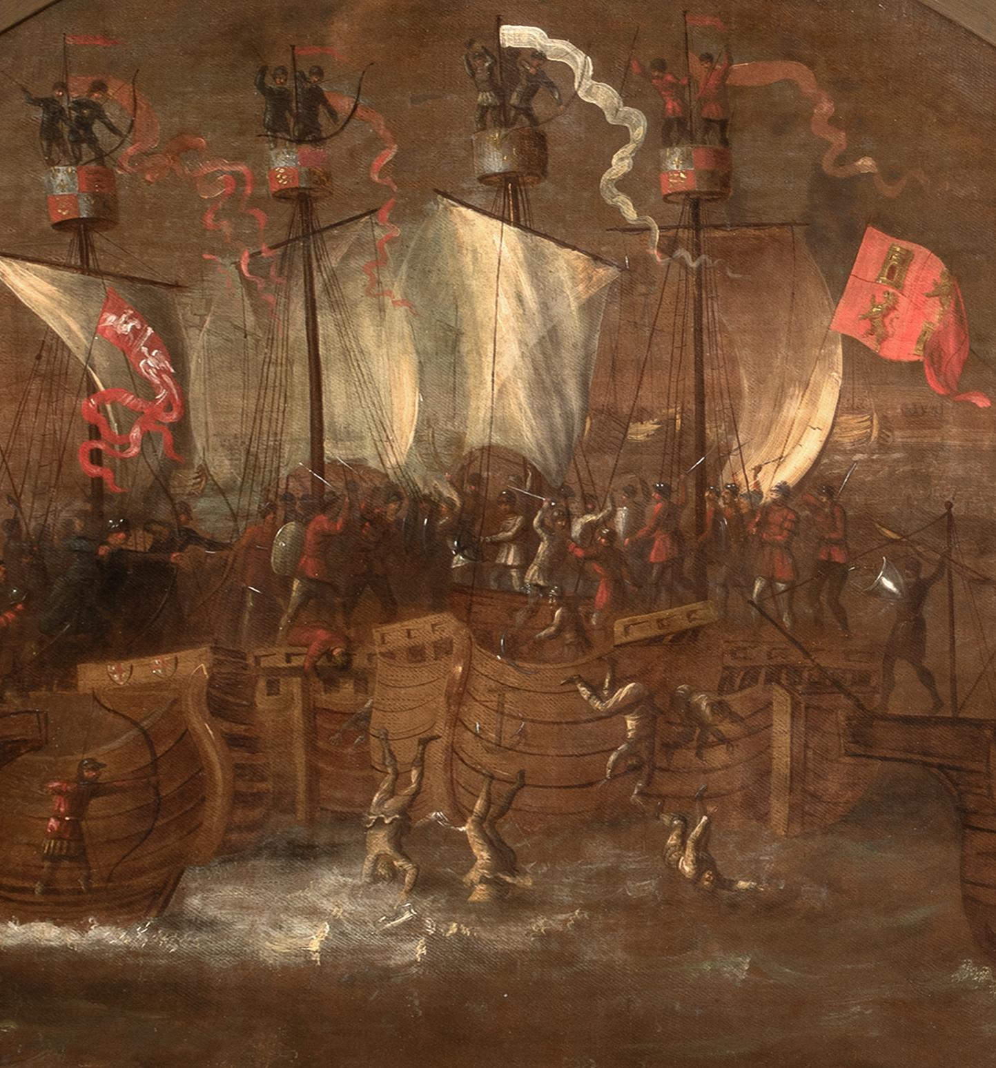 The Battle Of Sluys (1340), Öl auf Leinwand, 100 Hundred Years War Naval Scene im Angebot 4