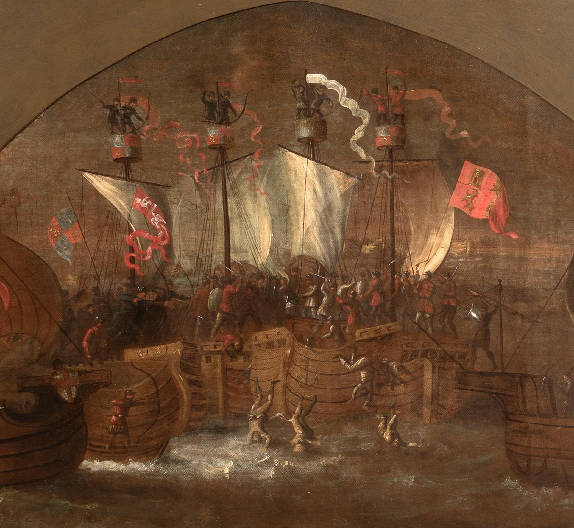 The Battle Of Sluys (1340), Öl auf Leinwand, 100 Hundred Years War Naval Scene im Angebot 5