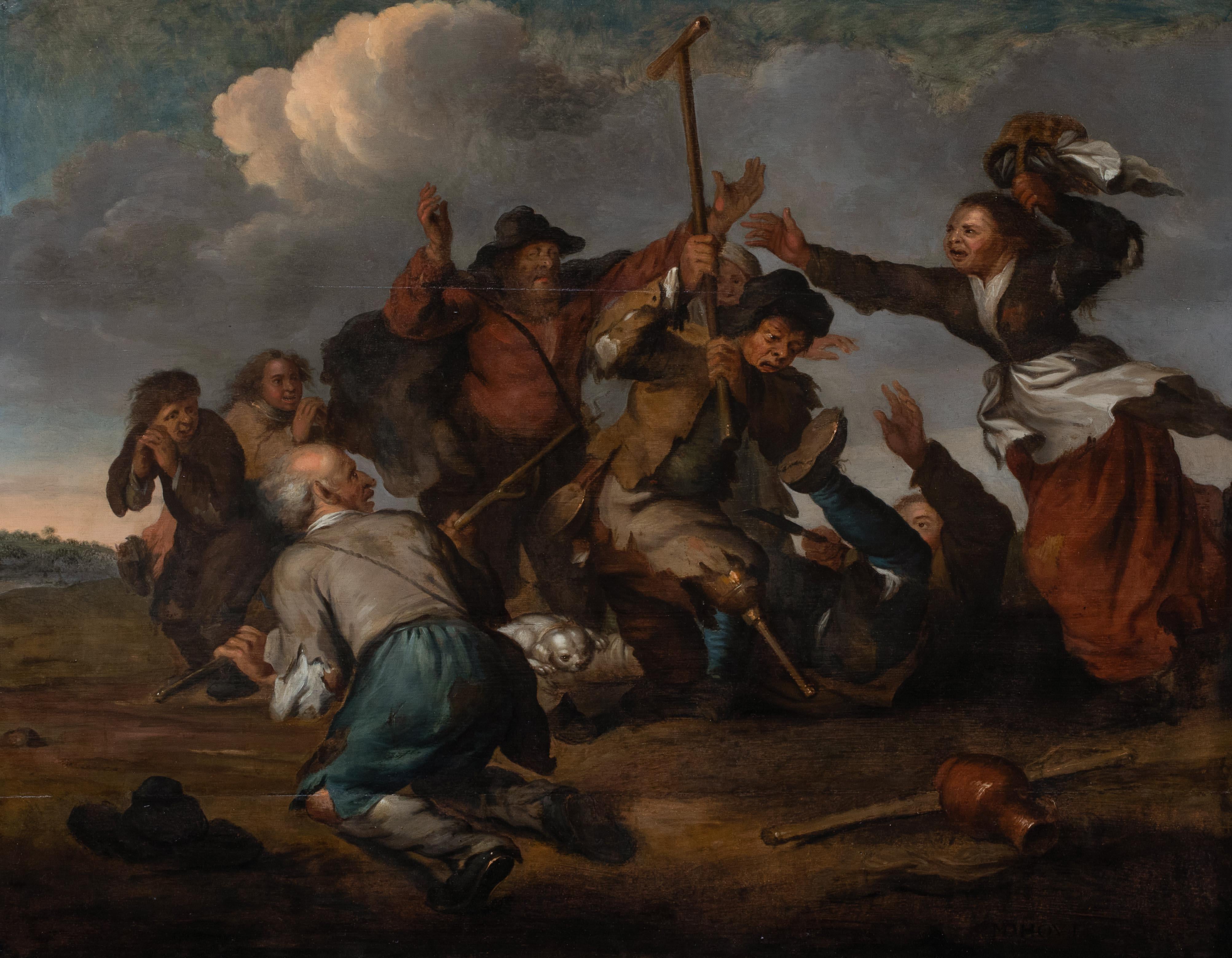 Unknown Portrait Painting - The Battle Of The Peasants, 17th Century   by M D HOUT (1627-1680)