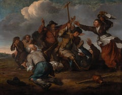 The Battle Of The Peasants, 17th Century   by M D HOUT (1627-1680)