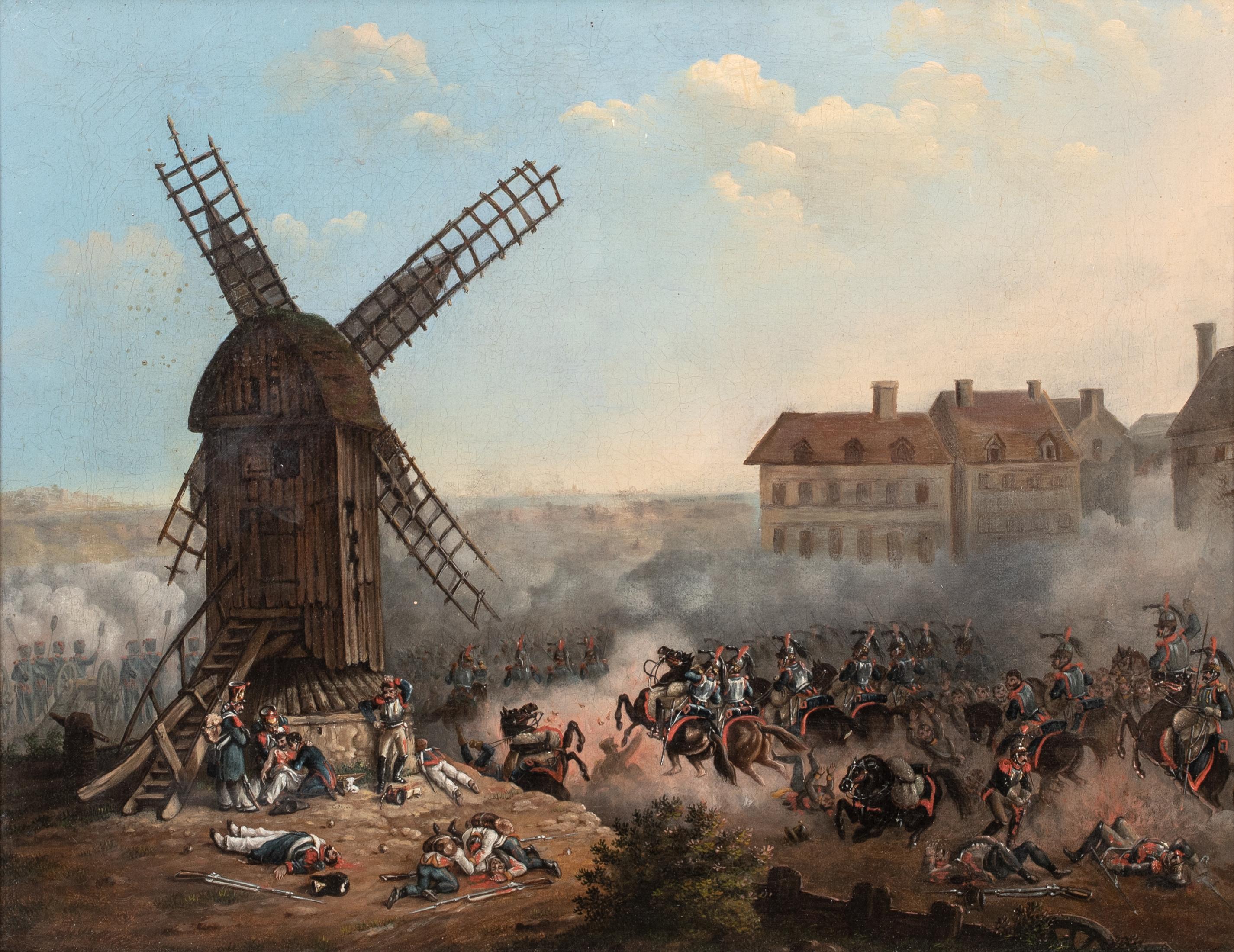The Battle Of Valmy, 1792, 19th Century signed HV - French  Revolution - Brown Landscape Painting by Unknown
