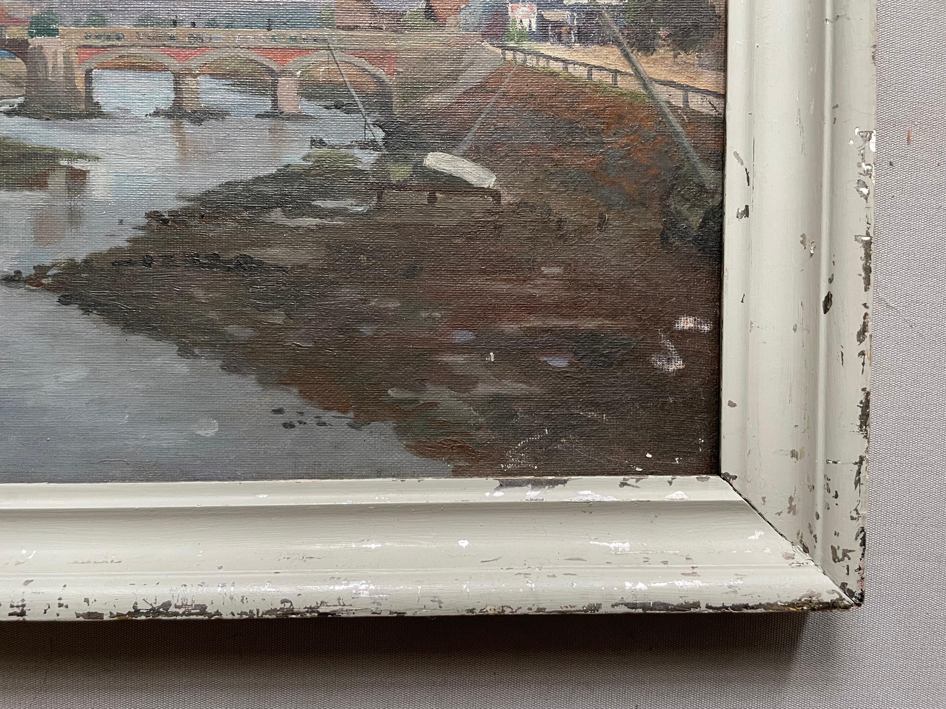 Le pont reliant Trouville à Deauville, huile sur toile en vente 1
