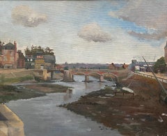 Le pont reliant Trouville à Deauville, huile sur toile