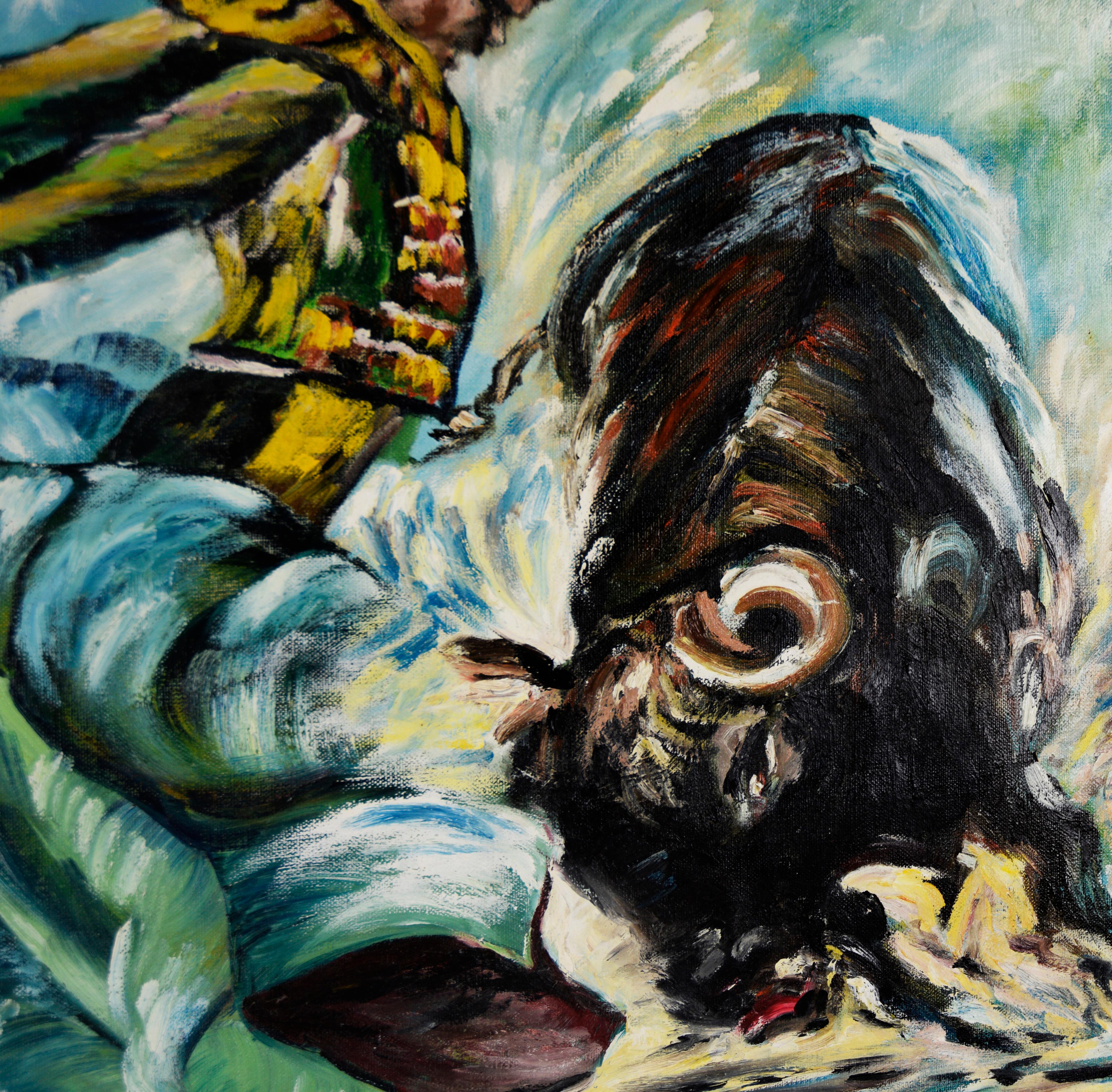 Il toro e il matador - Olio originale su tela - Painting Impressionismo di Unknown