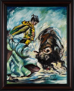 The Bull And The Matador - Original Oil On Canvas