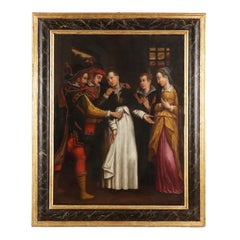 The Capture of St. Thomas Aquinas Oil on Canvas Italy XVII Century