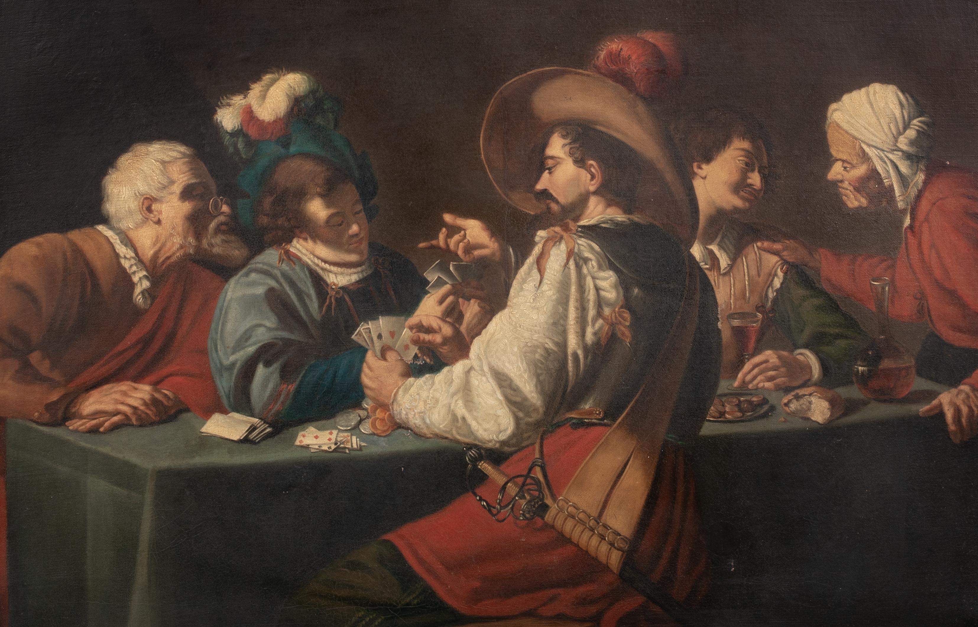 The Cards Game, 17th Century   Dutch School  For Sale 2
