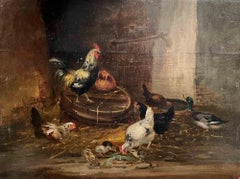 La ferme des poulets - Peinture à l'huile - 19ème siècle