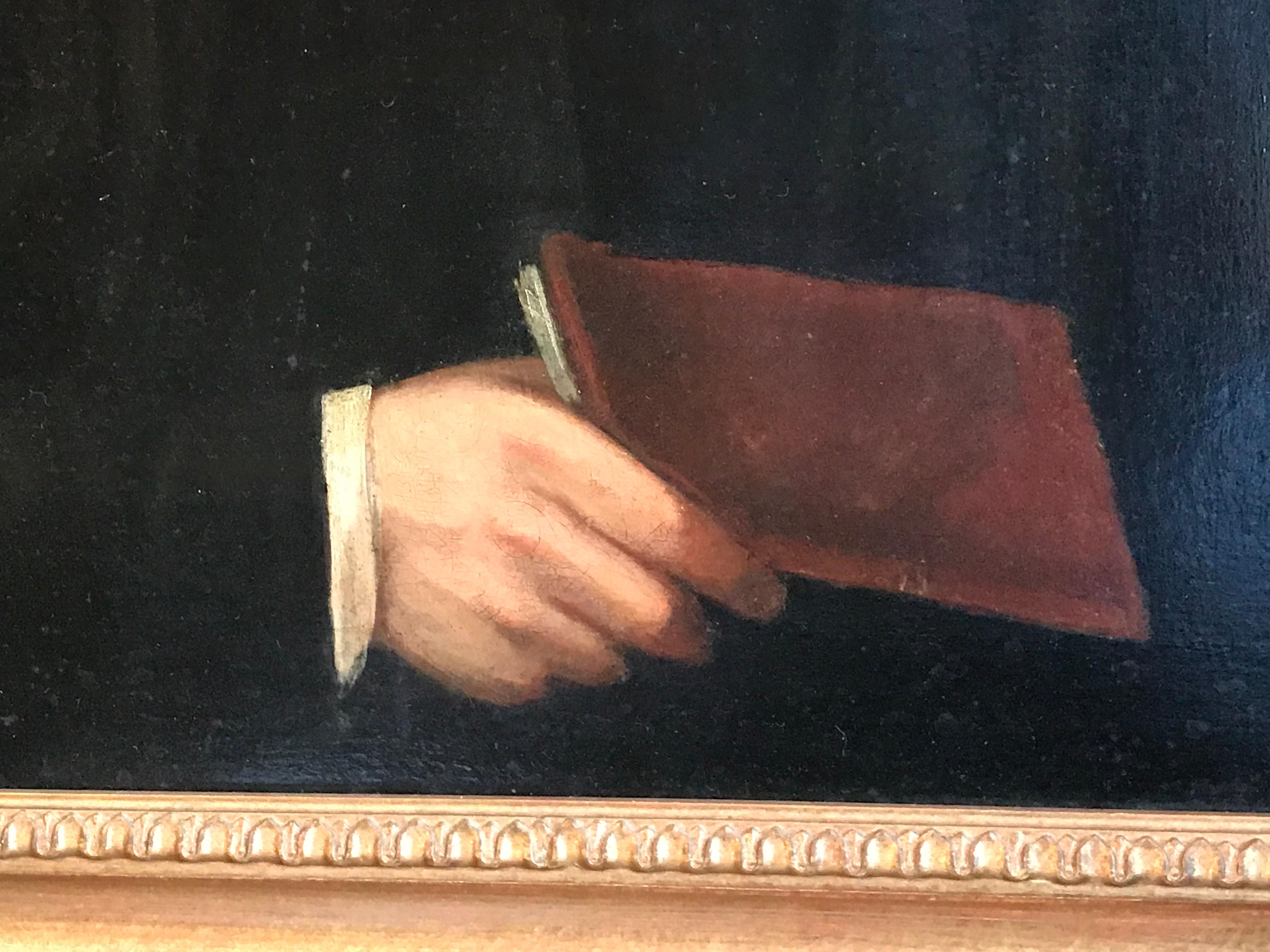 The Clergyman, 19th century English Oil Painting - Black Portrait Painting by Unknown