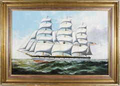 Clipper Mary Lee in High Seas, mid-19th century American school ship seascape