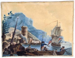 La corvetta USS Washington dello Squadrone del Mediterraneo, circa 1800