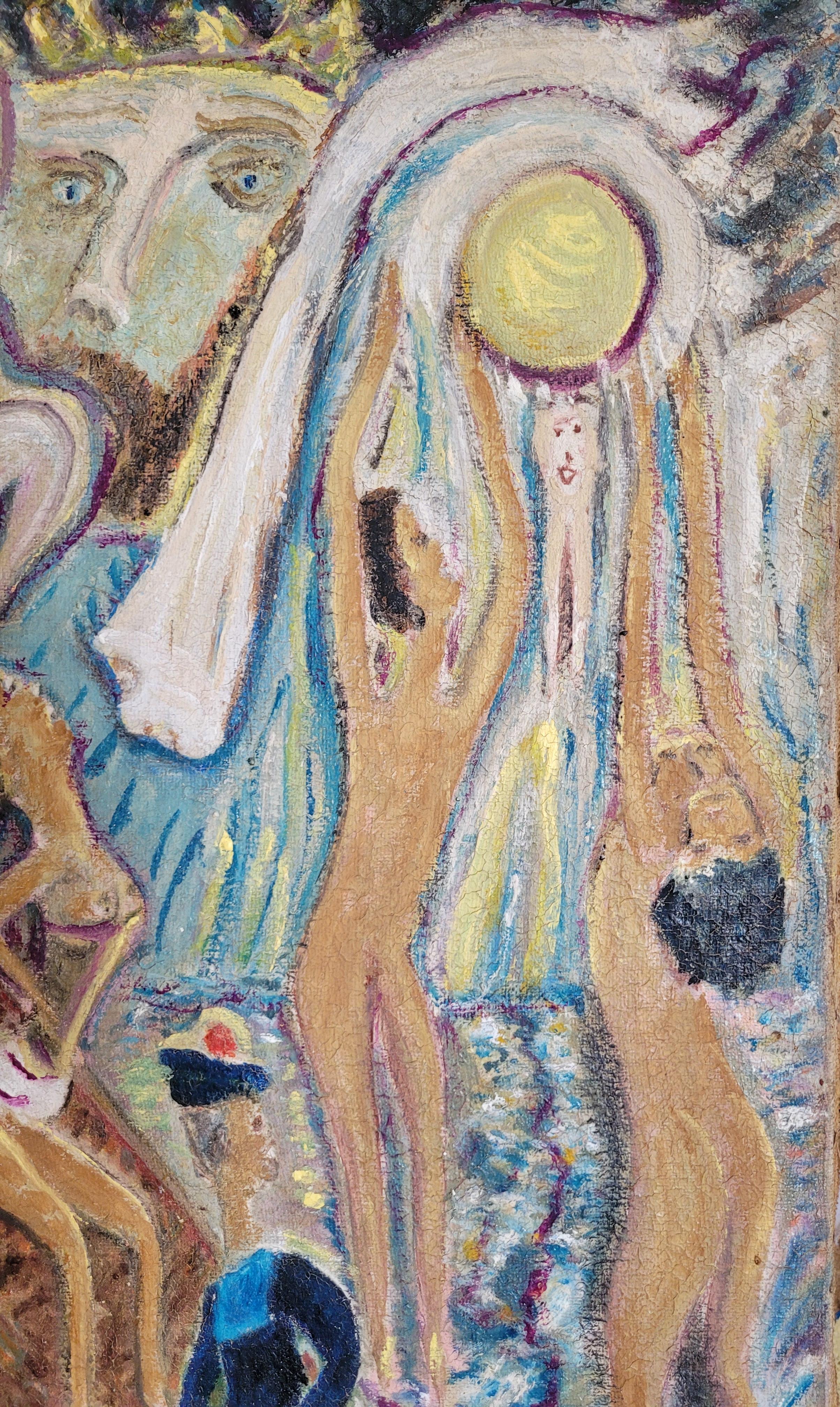 La Costa Azzurra. Sole, mare e sabbia. Olio su tela di metà secolo. - Painting di Unknown