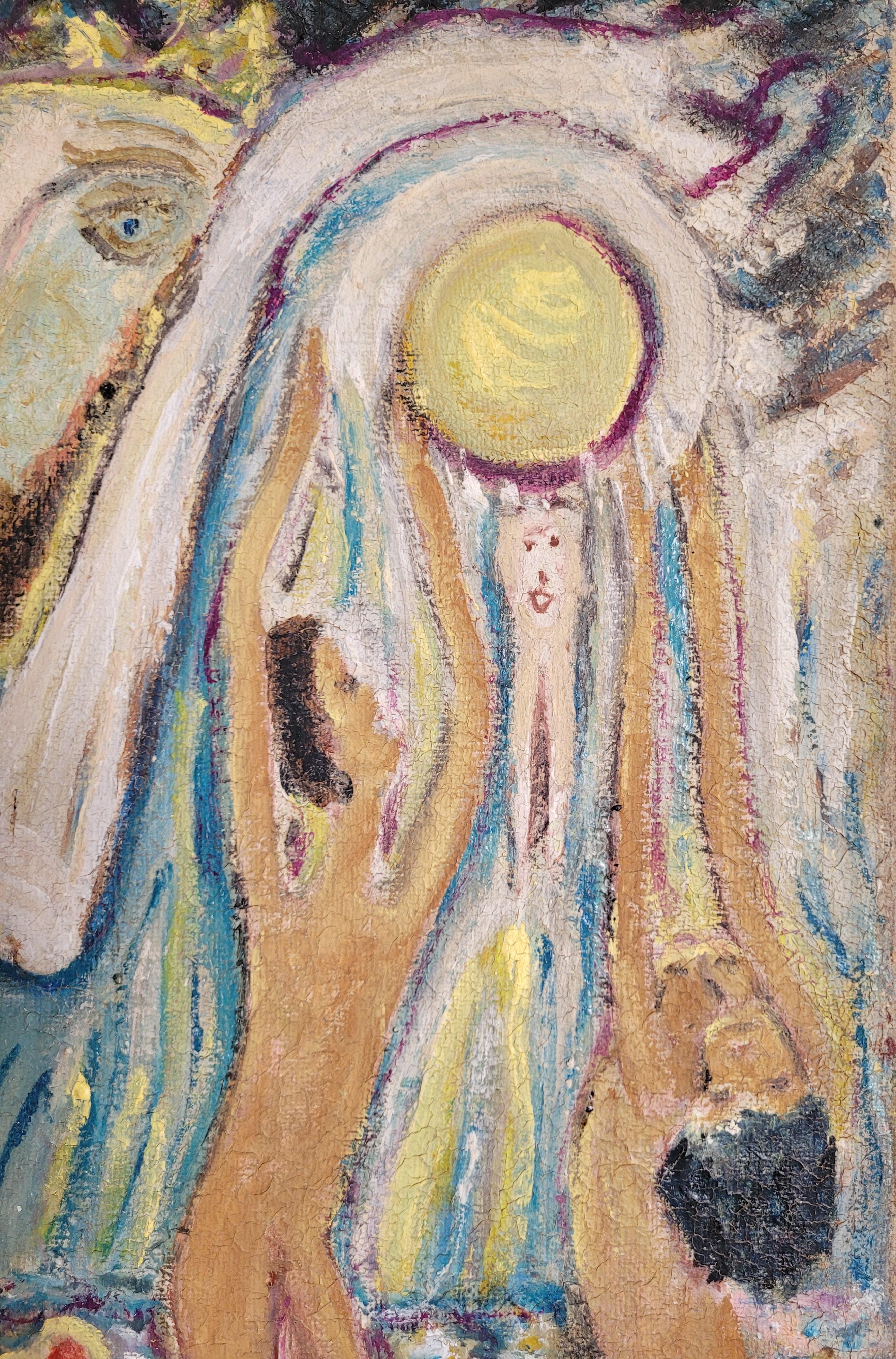 La Costa Azzurra. Sole, mare e sabbia. Olio su tela di metà secolo. - Painting Surrealismo di Unknown