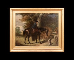 THE COUNTESS OF UXBRIDGE MOUNTED ON 'ROSE', A DARK BAY HUNTER WITH A TERRIER