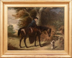 THE COUNTESS OF UXBRIDGE MOUNTED ON 'ROSE', A DARK BAY HUNTER WITH A TERRIER