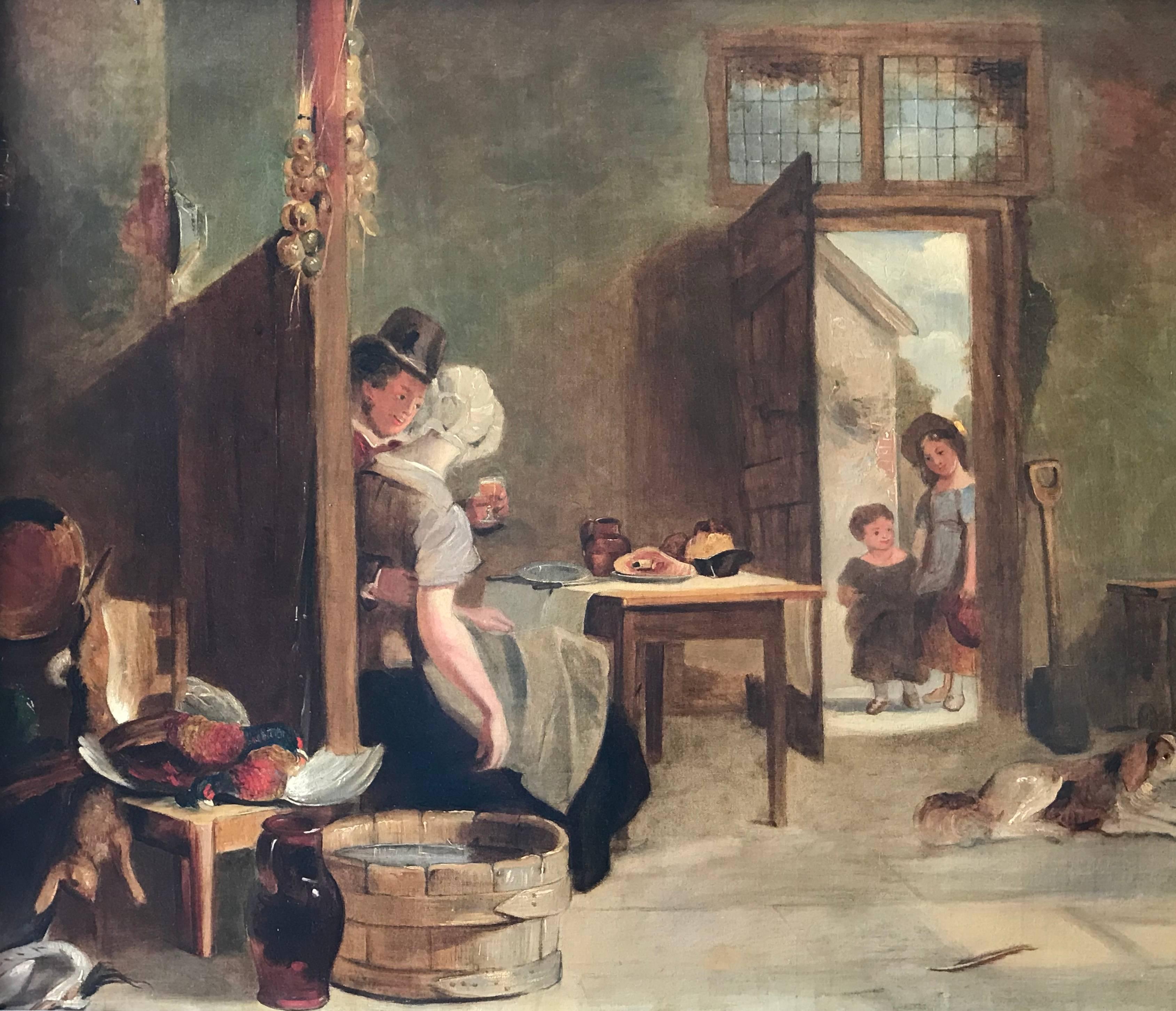 Unknown Figurative Painting - The Country Tavern Interior, 19th century English Oil Painting