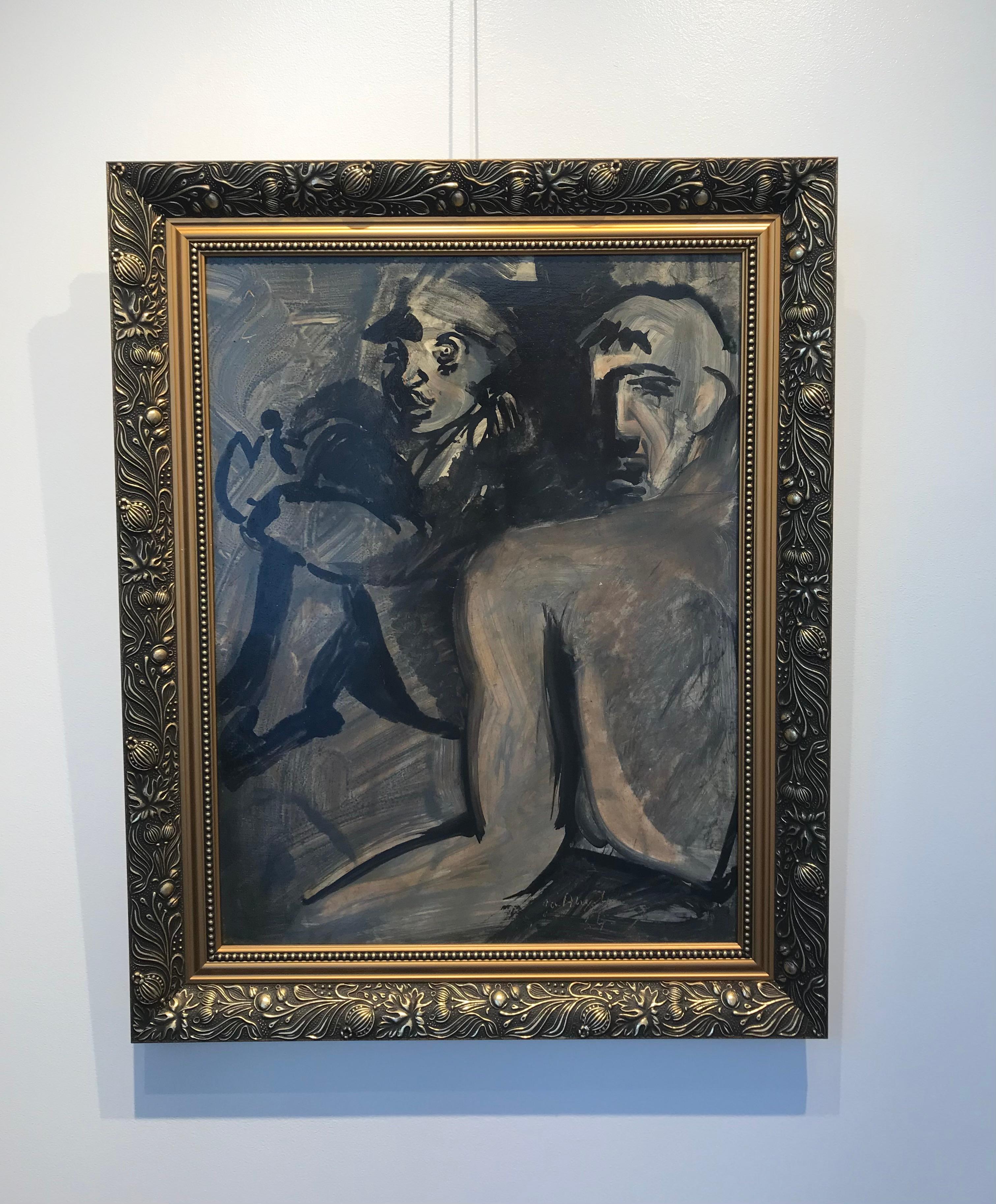 La coppia - Olio su legno 38x49 cm - Painting di Unknown