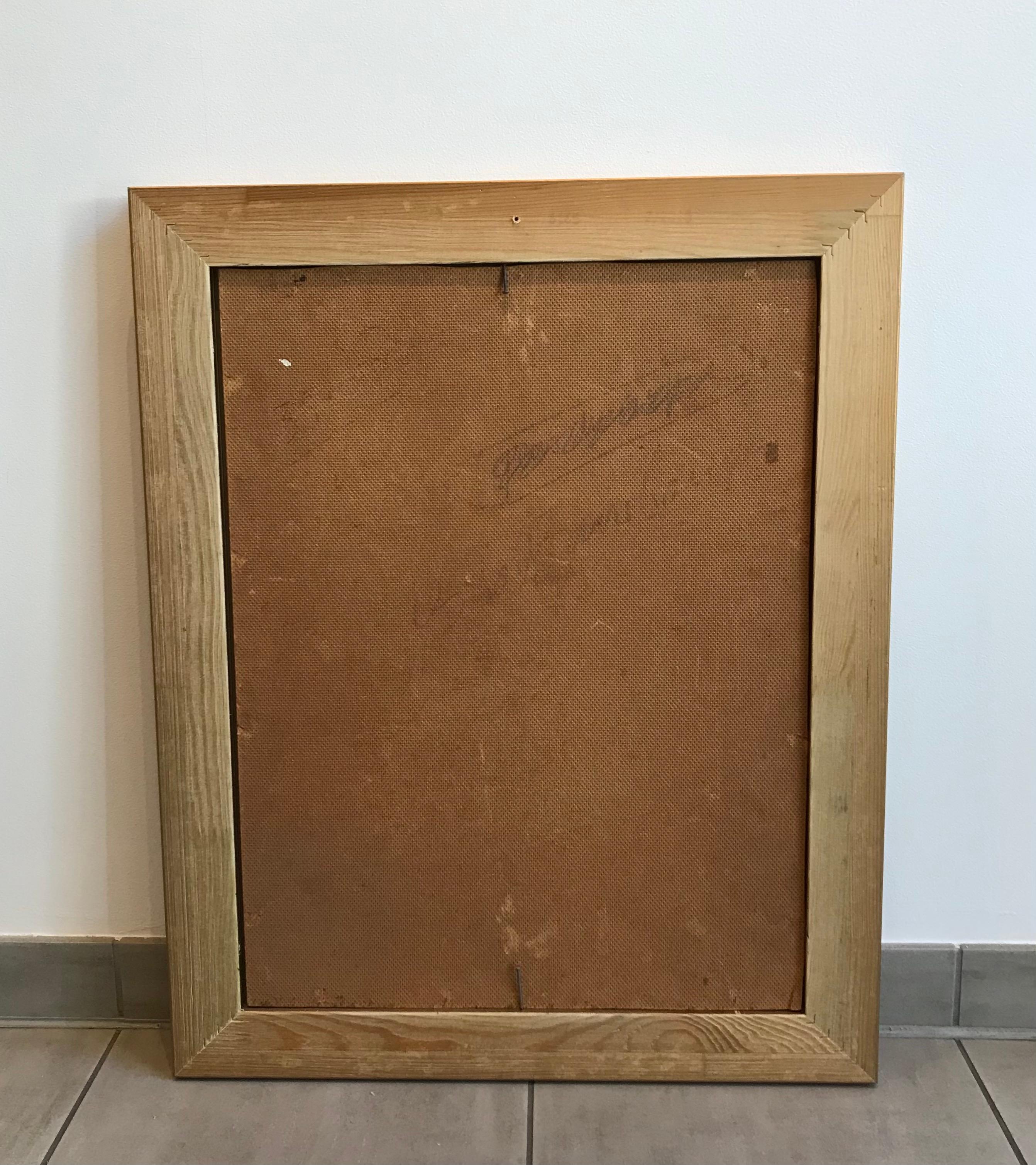 La coppia - Olio su legno 38x49 cm in vendita 3