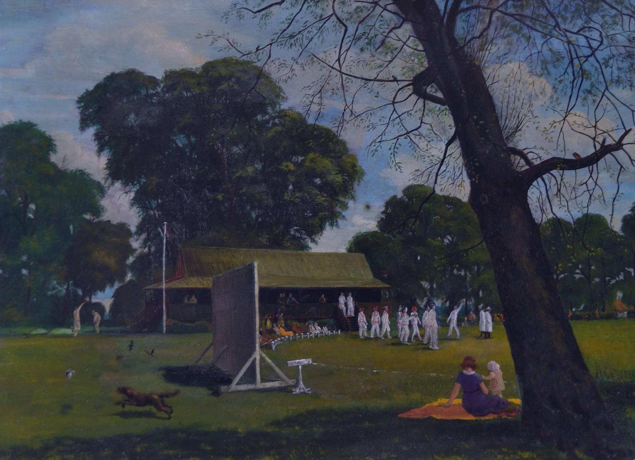 Unknown Figurative Painting - The Cricket Match, Mid 20th Century British School Oil 