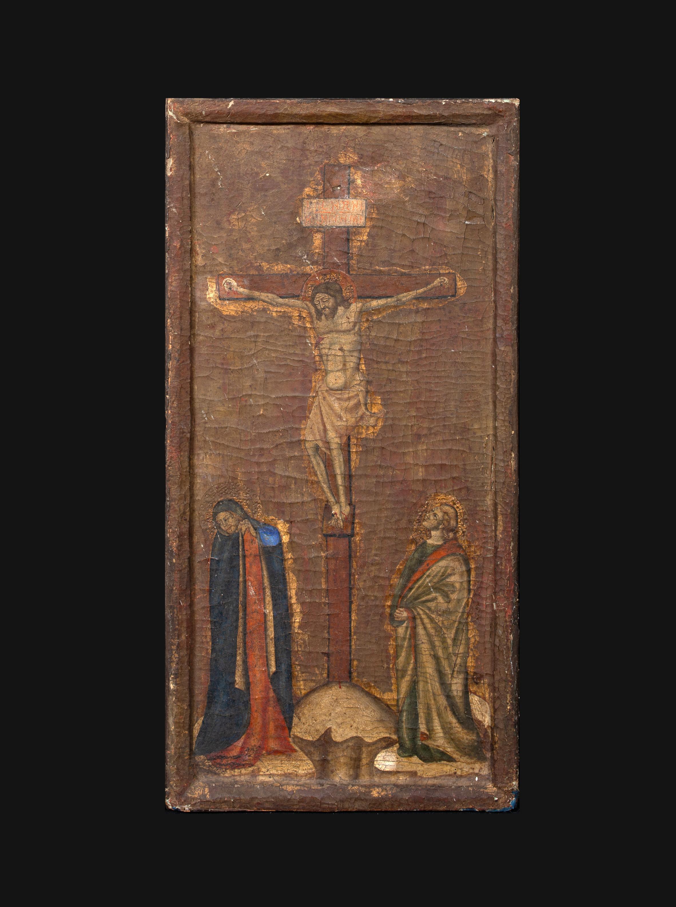 La Crucifixion, 15e siècle  cercle d' IL SASSETTA (1390-1450) - Painting de Unknown