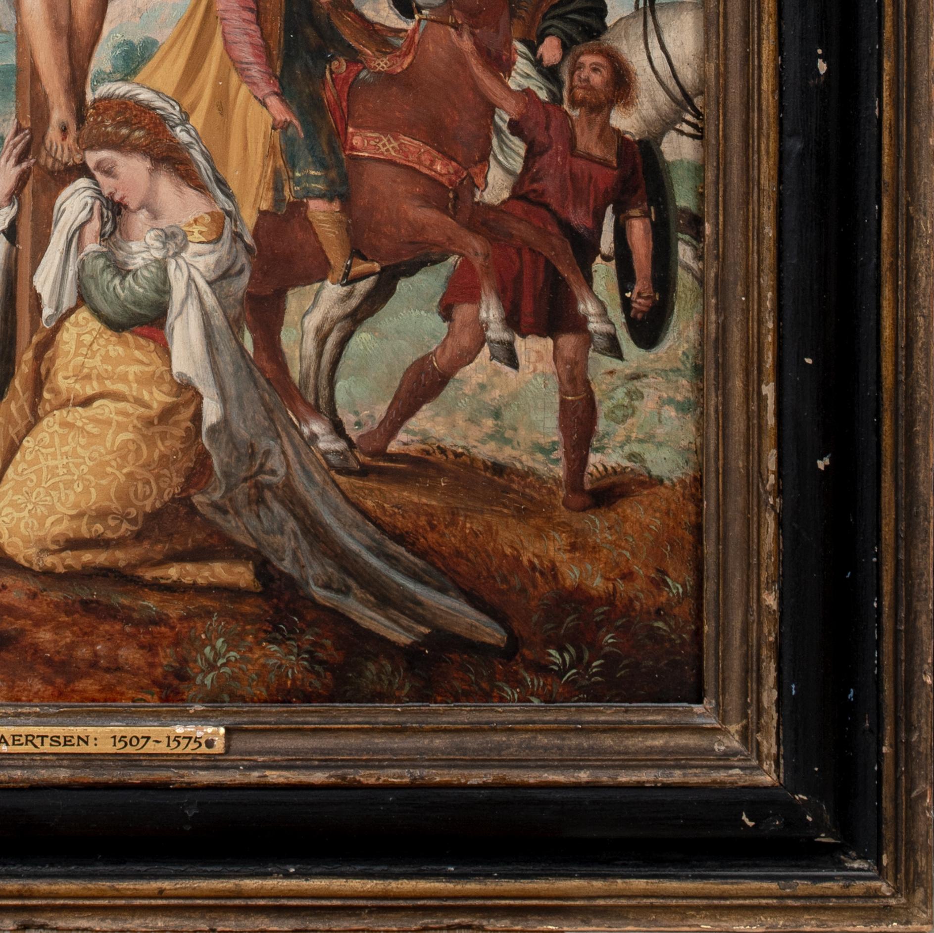 Die Kruzifixion, 16. Jahrhundert

PIETER AERTSEN (1507-1575) Verkauf für $1.300.000

Niederländische Altmeisterdarstellung der Kreuzigung aus dem 16. Jahrhundert, Öl auf Tafel. Ausgezeichnete Qualität und Zustand Andachtsszene der Kreuzigung.