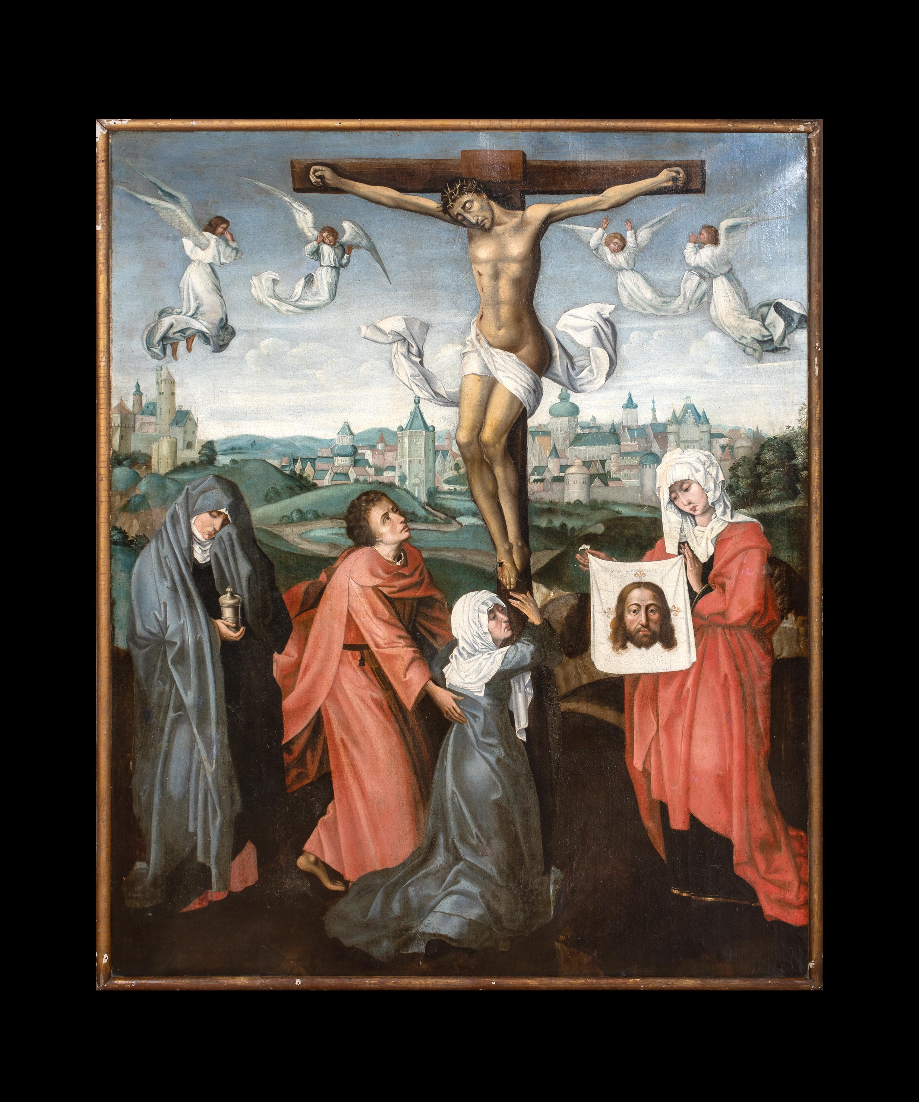 La Crucifixión, siglo XVI  Escuela de ROGIER VAN DER WEYDEN (1399-1464) - Painting de Unknown