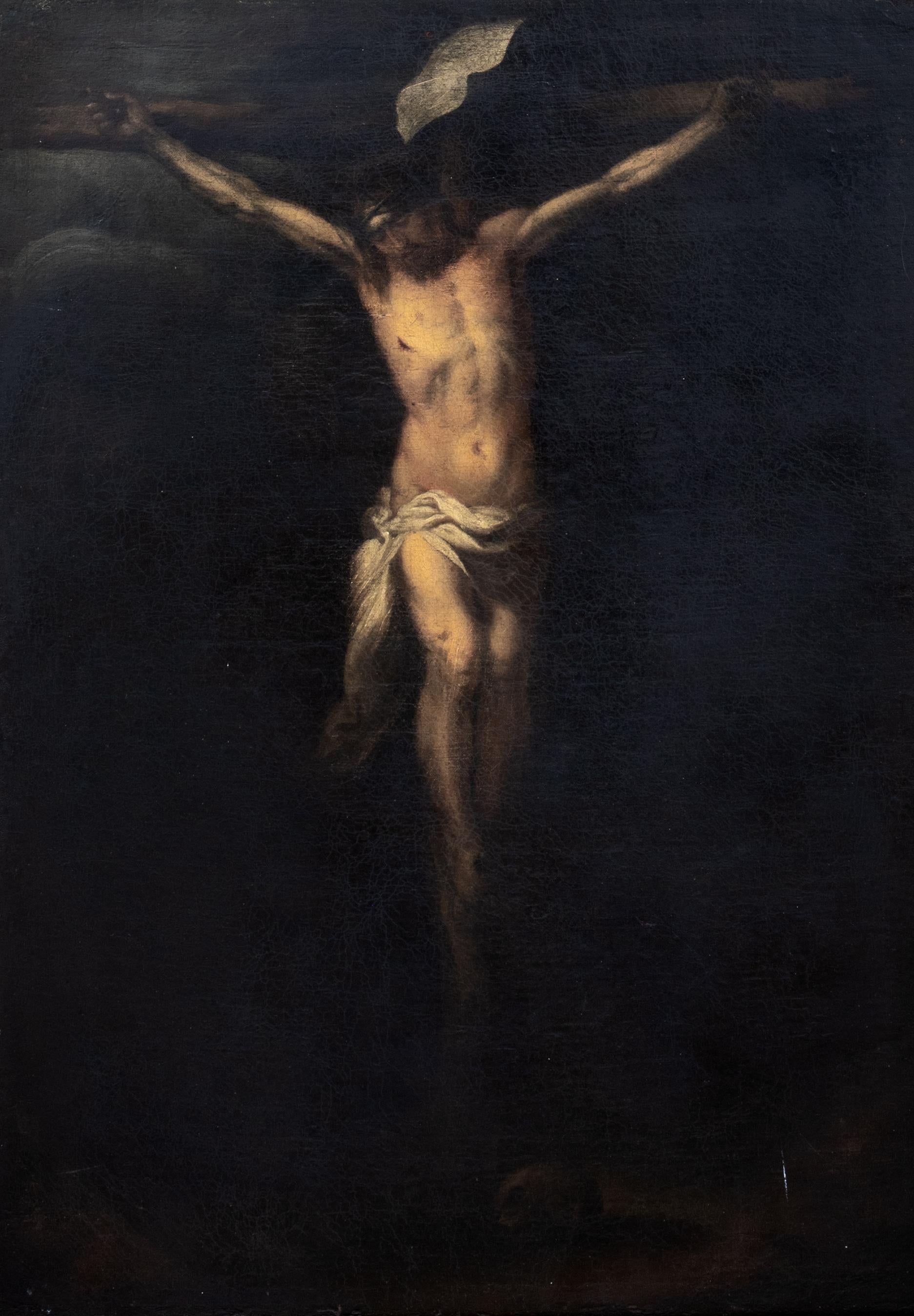 La Crucifixión, siglo XVII 

Escuela italiana

Gran representación del Viejo Maestro italiano del siglo XVII de la Crucifixión, óleo sobre lienzo. Representación a gran escala y excelente calidad de Cristo en la cruz pintada hacia 1650 probablemente