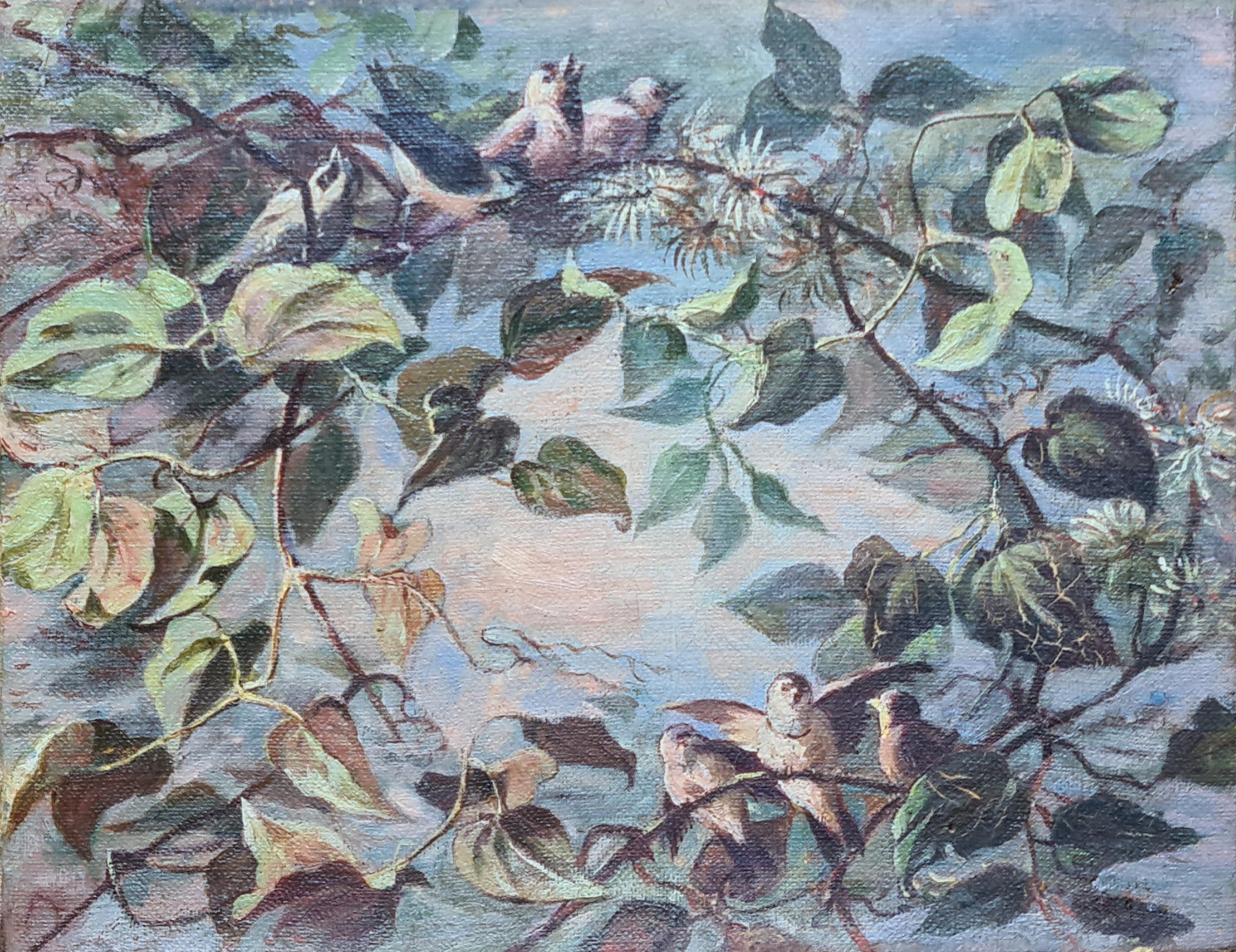 The Dawn Chorus, Late Summer Abundance, Romantic Late 19th Century Oil on Canvas - Painting by Unknown