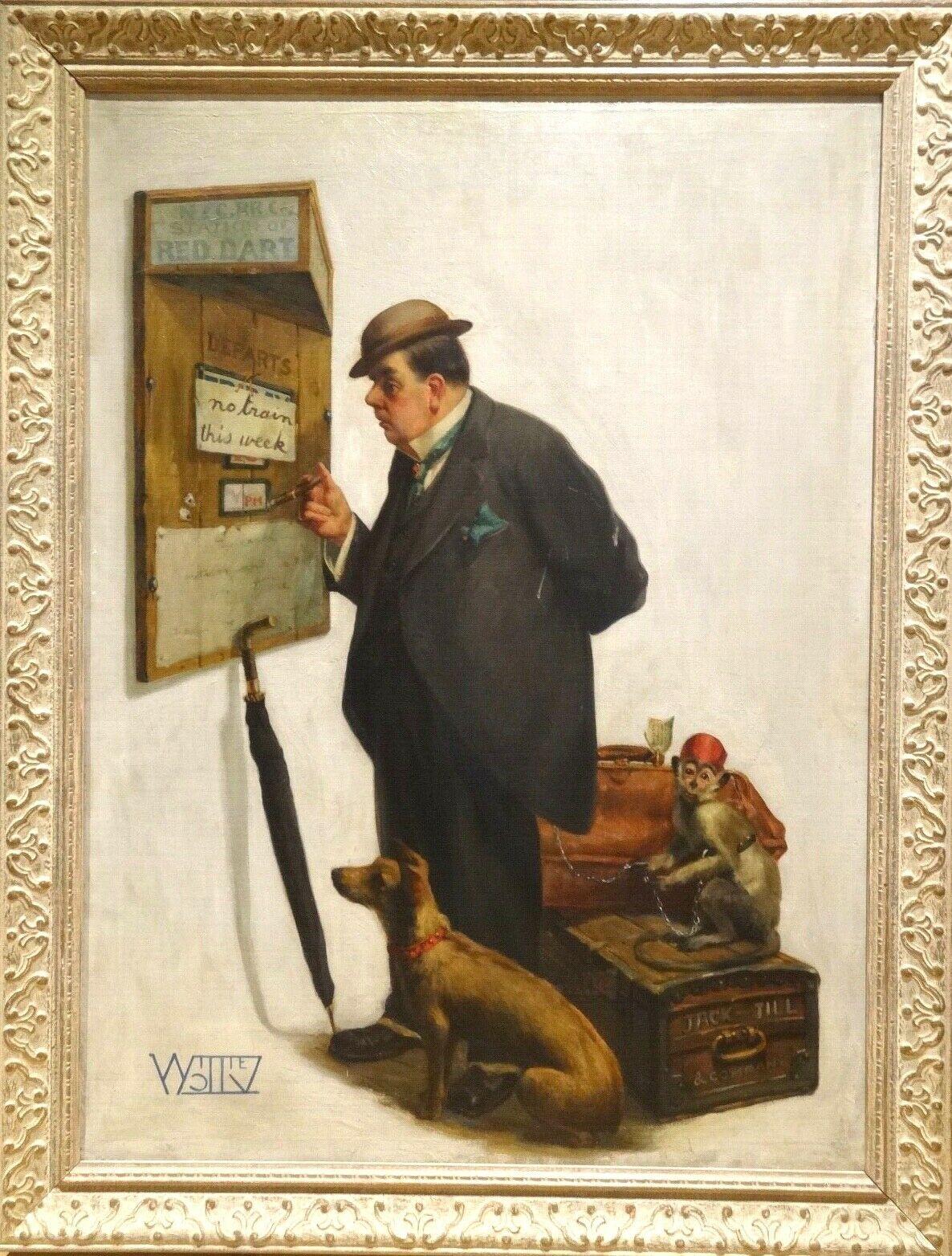 Unknown Portrait Painting - The Delayed Departure, early 20th century