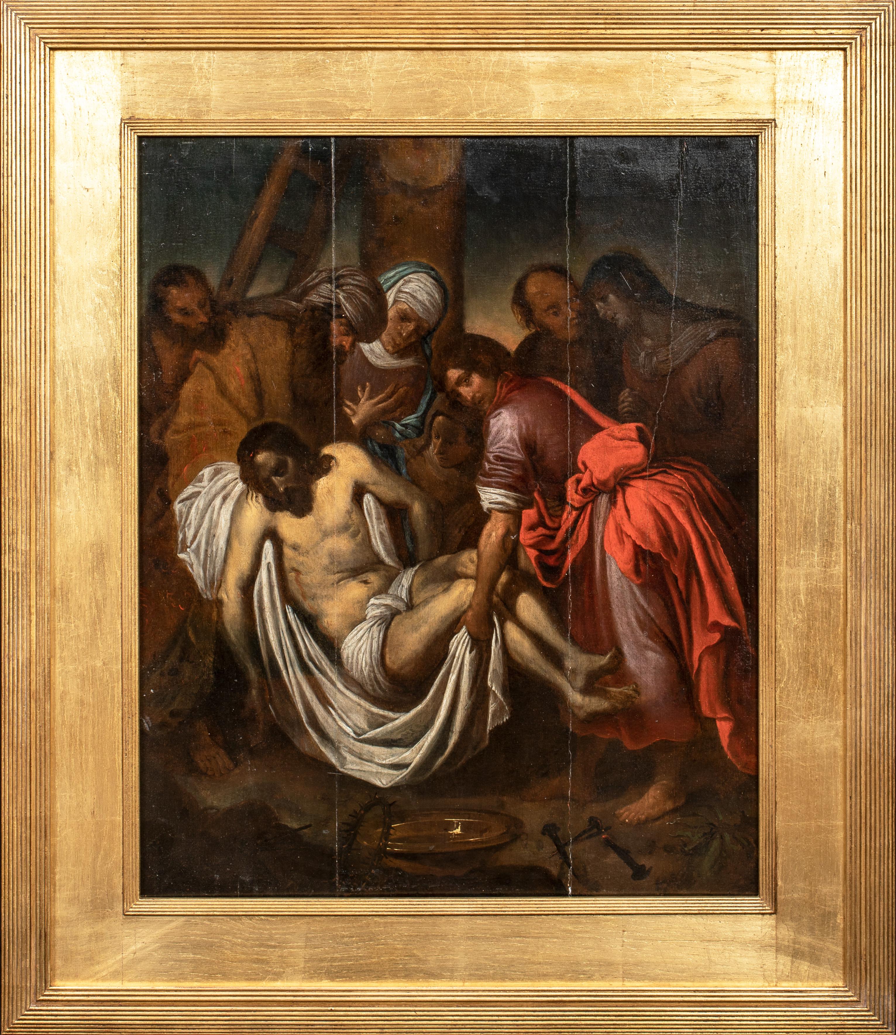 Unknown Figurative Painting - The Descent From The Cross, 17th Century 