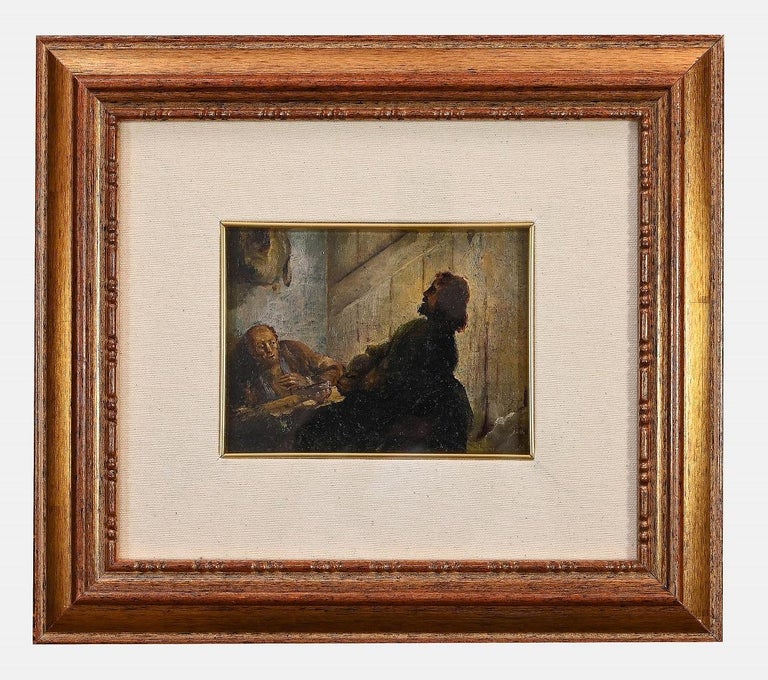 Unknown Figurative Painting - The Discussion - Original Oil on Board - 19th Century