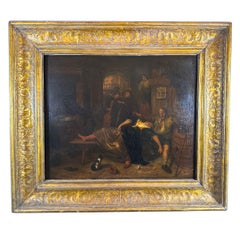 "El Borracho" Siglo XVII  Pintura al óleo holandesa sobre tabla