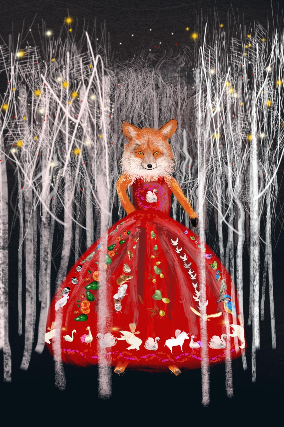 The Dress print, fox in a dress, john lewis illustrator, excellent art reviews  - Art by Unknown