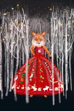 The Dress print, fox in a dress, john lewis illustrator, excellent art reviews 