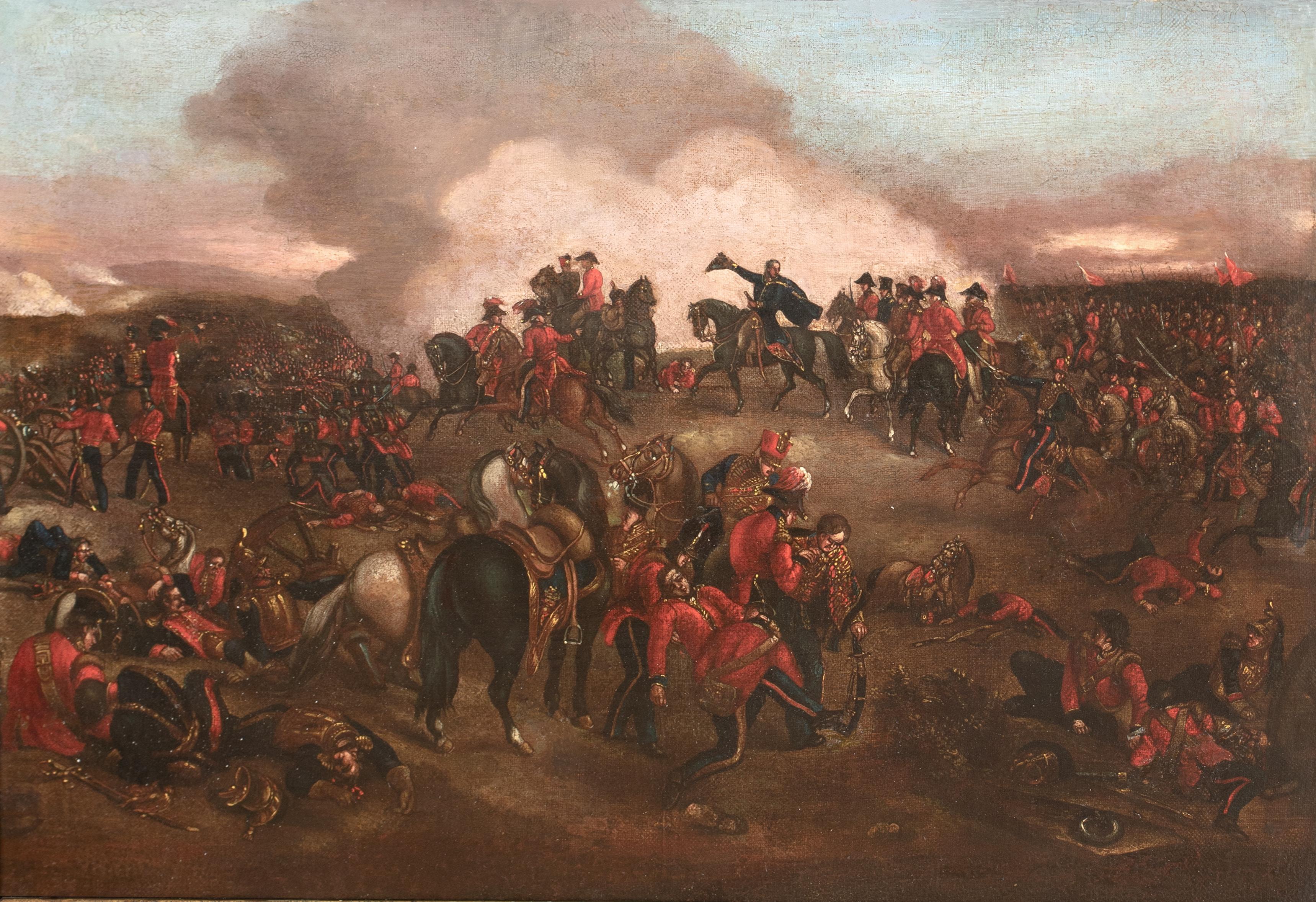 The Duke of Wellington in der Schlacht von Waterloo, 19. Jahrhundert

Englische Schule

Große englische Schulszene des 19. Jahrhunderts mit dem Herzog von Wellington in der Schlacht von Waterloo, Öl auf Leinwand. Seltene frühe und originelle Szene