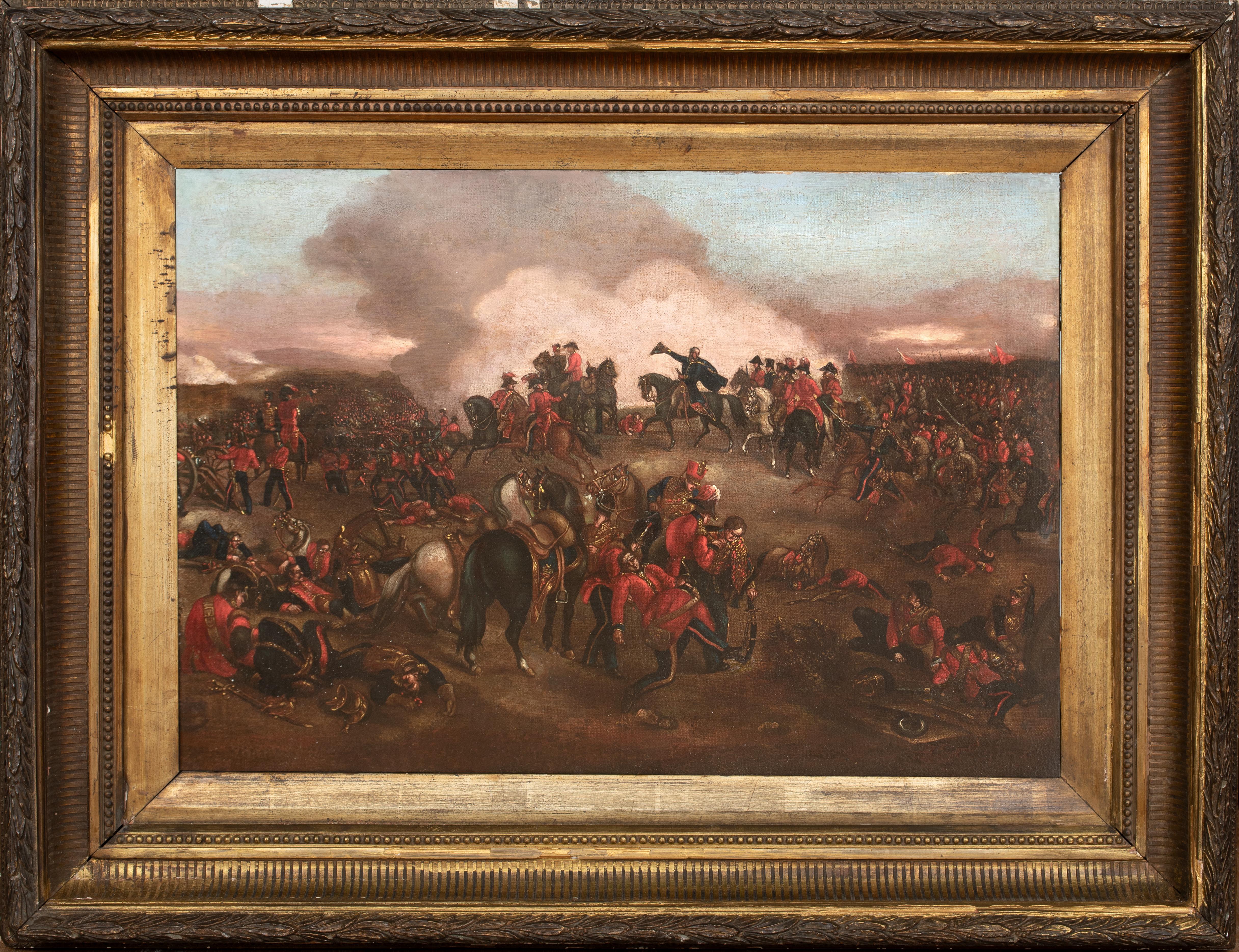 The Duke of Wellington in der Schlacht von Waterloo, 19. Jahrhundert  Englische Schule