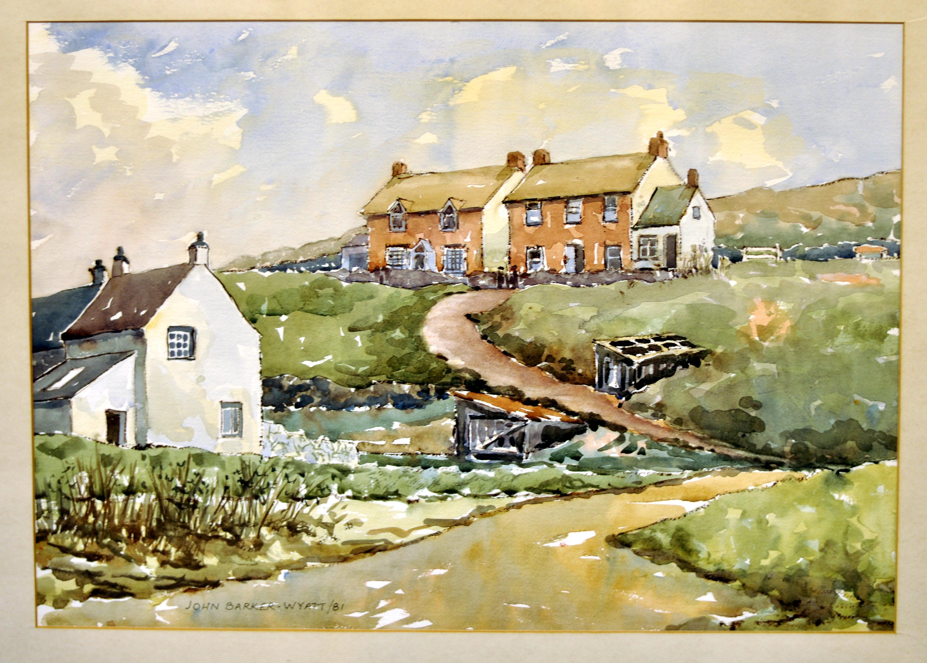 The English Countryside - Watercolor by John Barker-Wyatt - Painting by Unknown