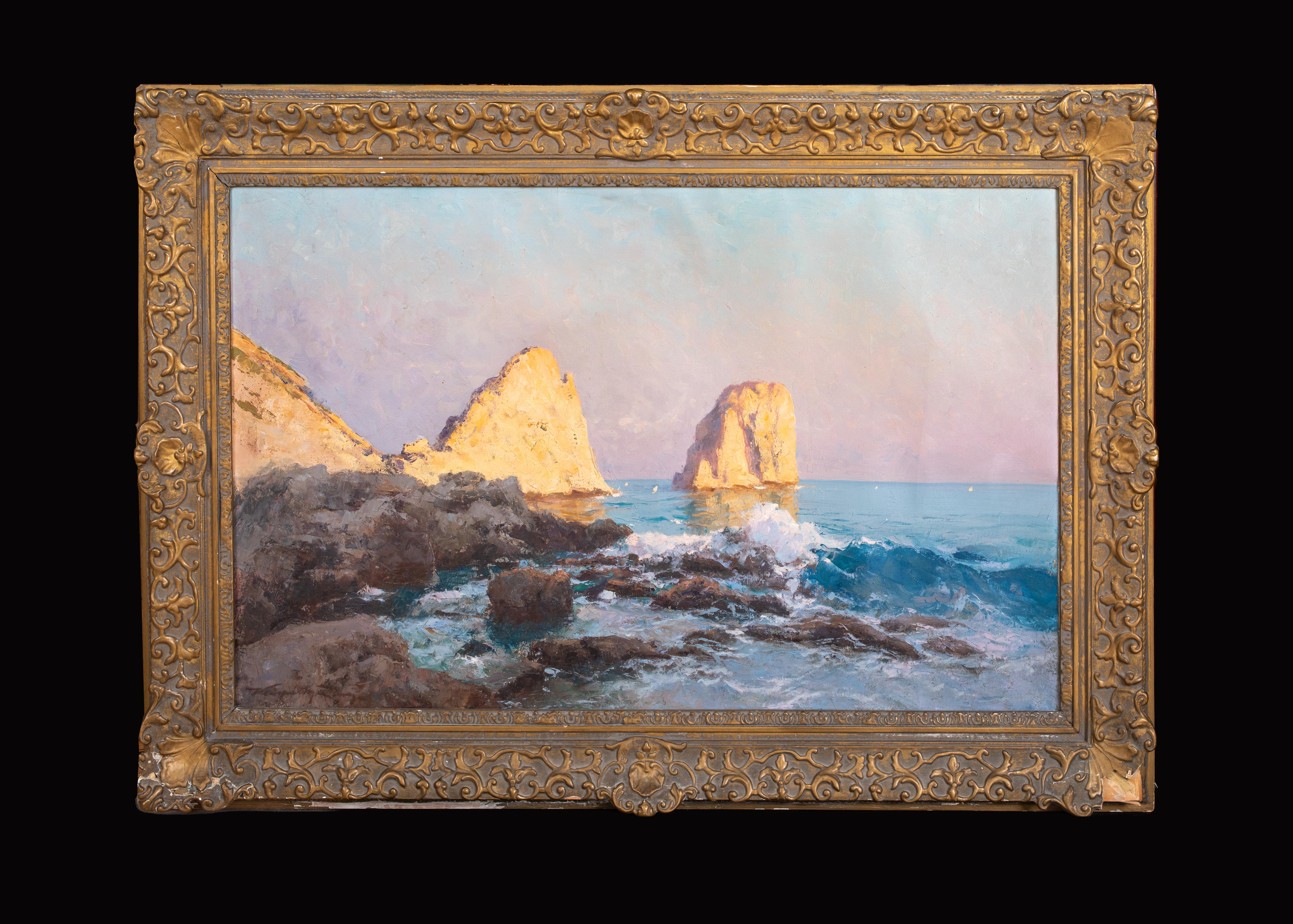 Die Faraglioni-Berge, Capri, Italien, 19. Jahrhundert  von Jenő Kárpáthy (1871-1950) – Painting von Unknown