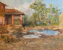 "The Farm" by Unknown Artist - Oil on Canvas - 65x80 cm