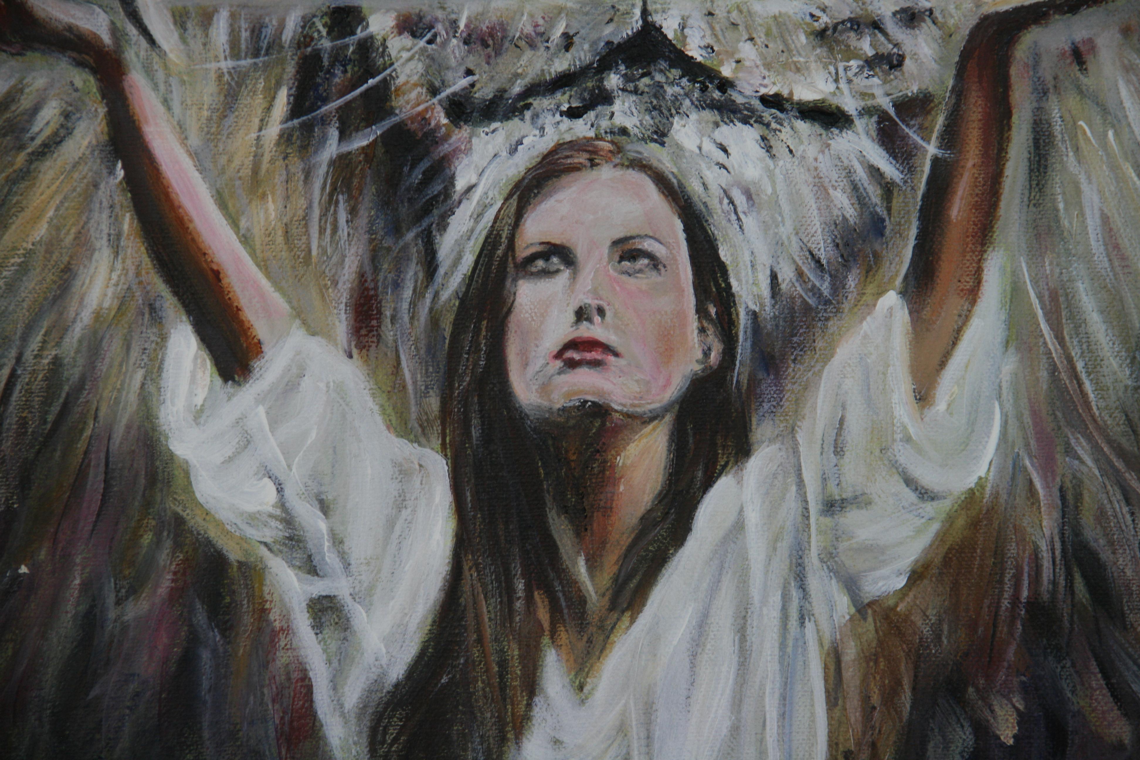 The Female Lion Slayer  Figurative  oil on  Canvas For Sale 2