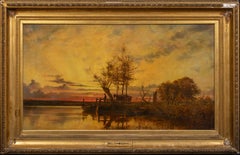 The Ferry Crossing At Sunset, Norfolk, 19th Century MILLER MARSHALL