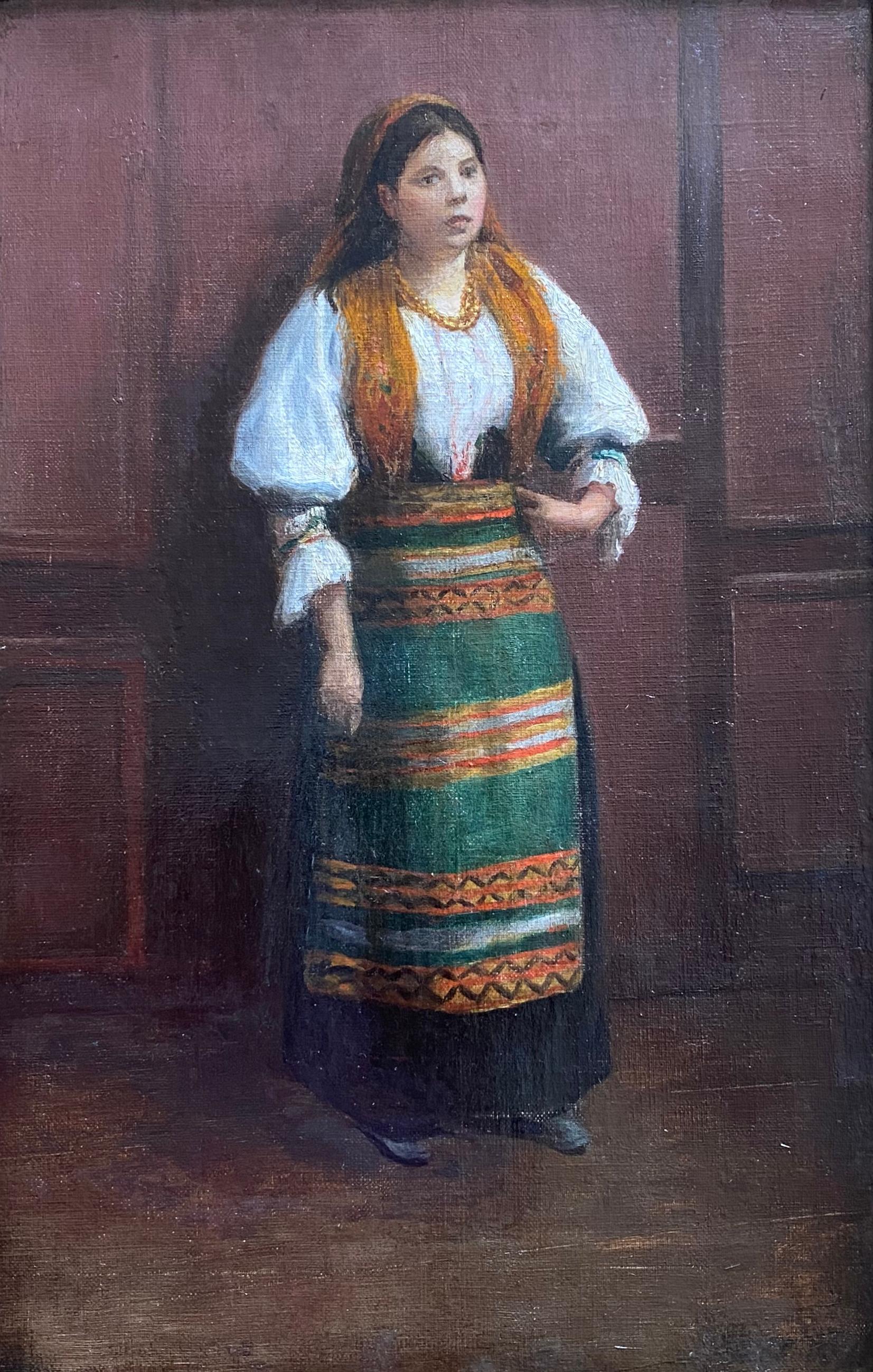 The first time model: the enigmatic young bohemian girl in traditional dress   – Painting von Unknown