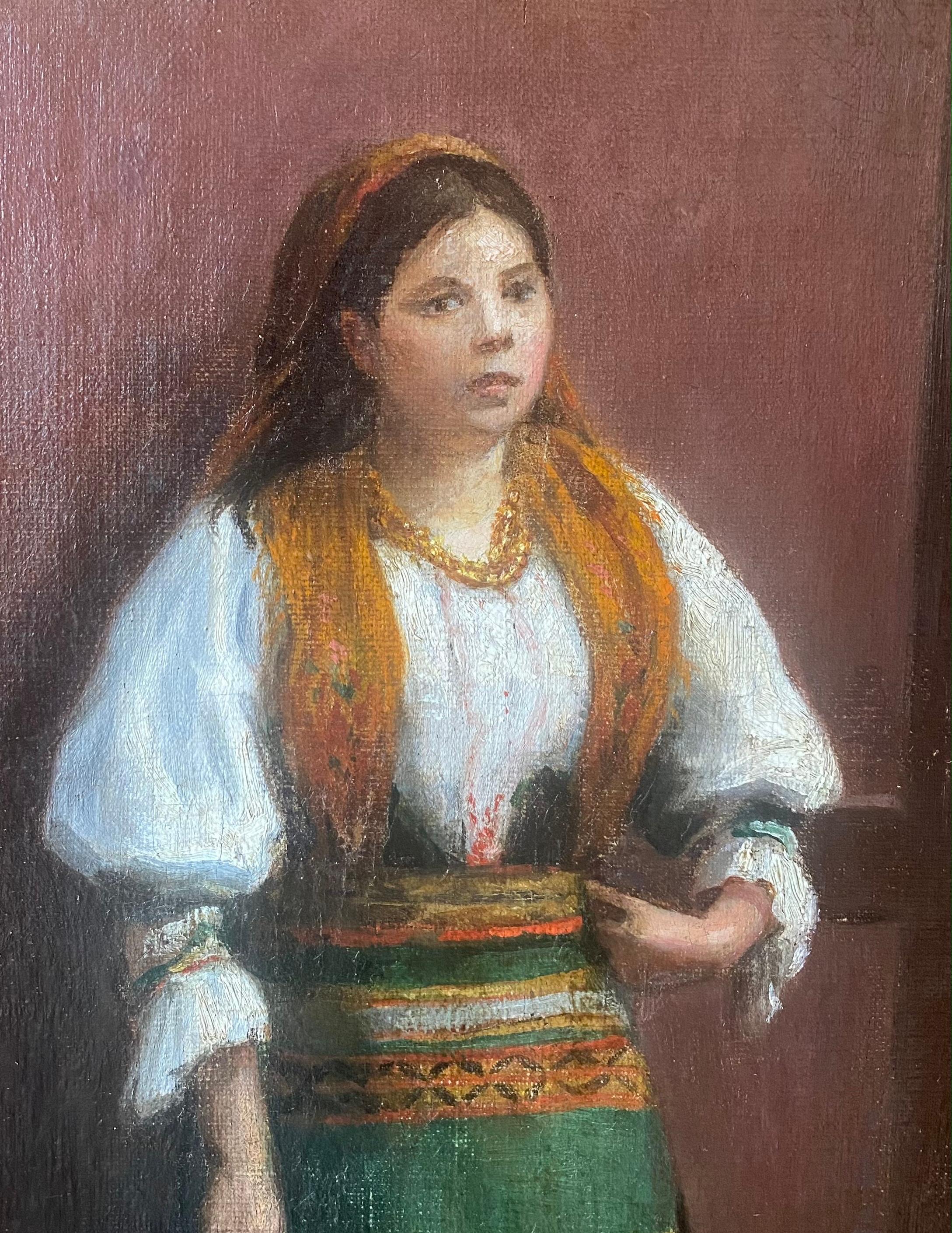 The first time model: the enigmatic young bohemian girl in traditional dress   (Akademisch), Painting, von Unknown