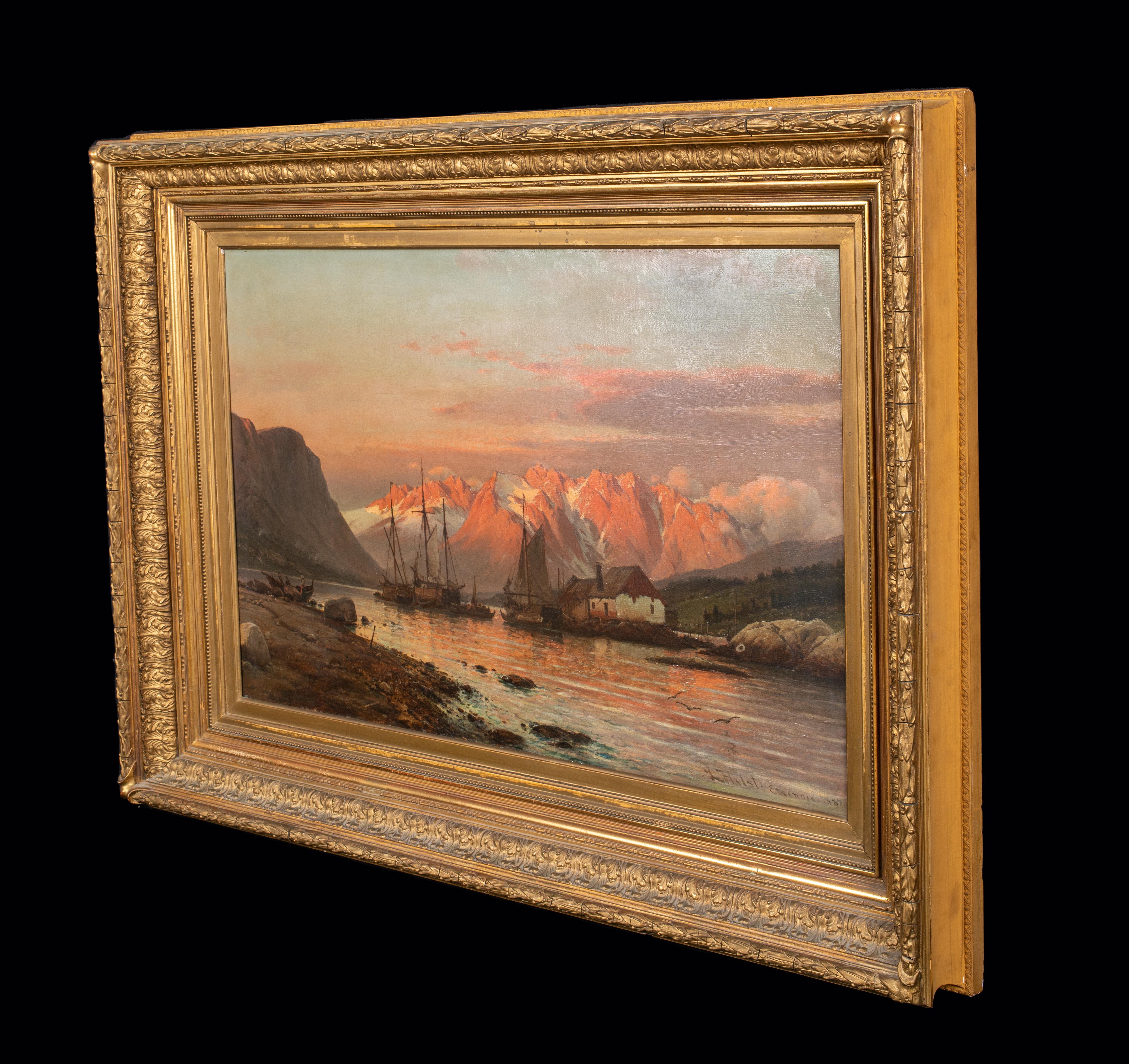Le fjord au coucher du soleil, Elseneur, Danemark, 19e siècle  Laurits Bernhard Holst 4