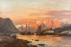 The Fjord At Sunset, Elsinore, Denmark, 19th Century  by Laurits Bernhard Holst