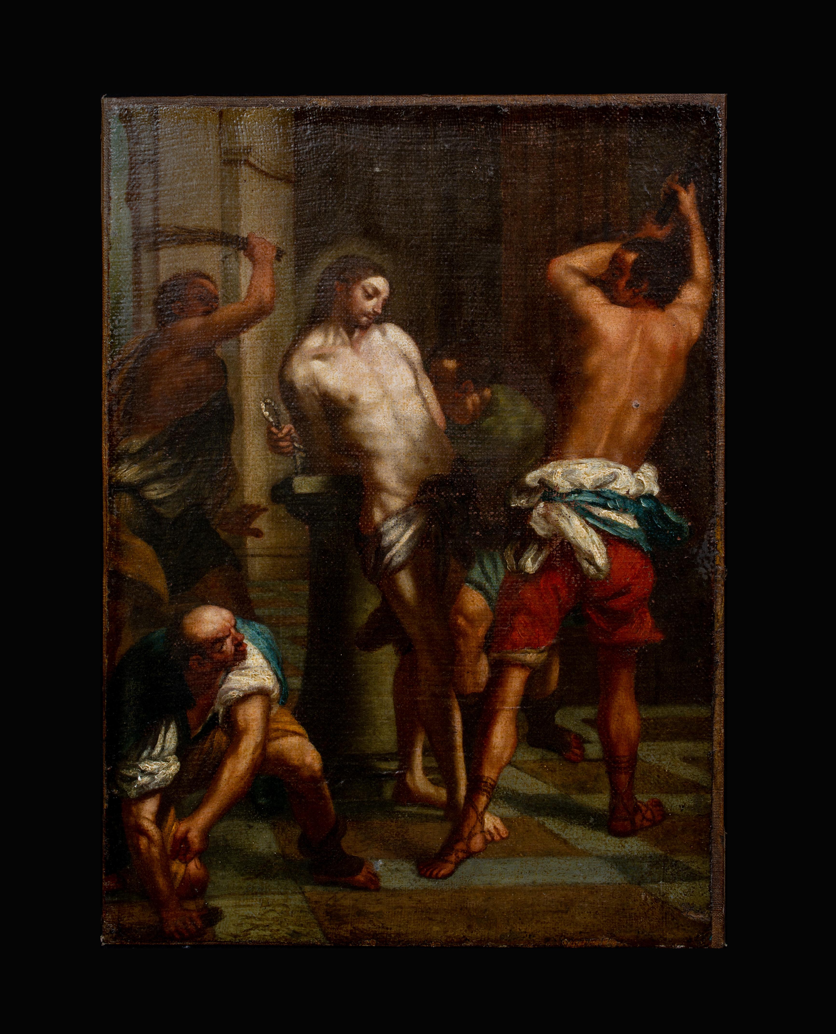 La flagellazione di Cristo, XVII secolo  Scuola di italiano - Painting di Unknown
