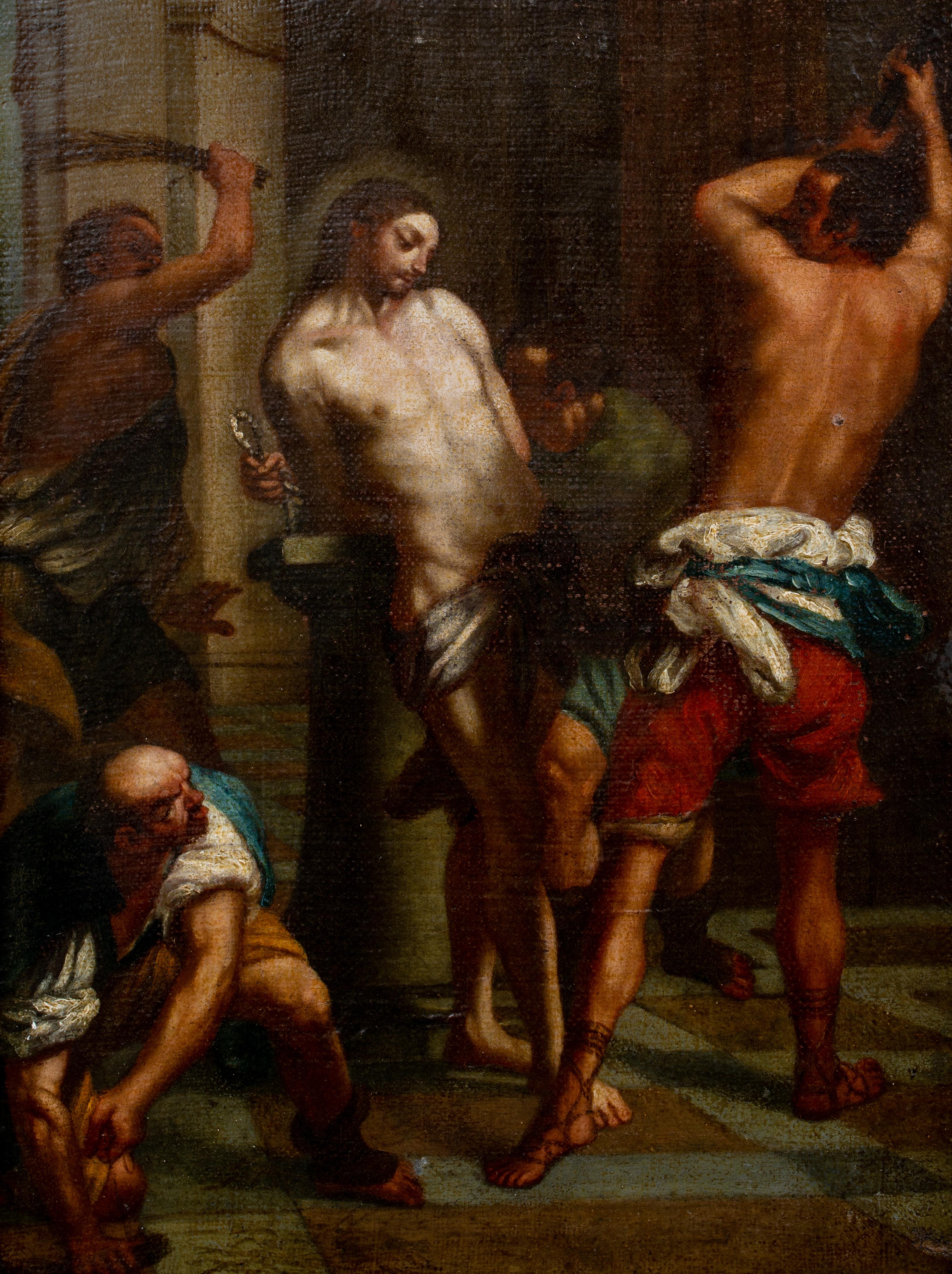 La flagellazione di Cristo, XVII secolo  Scuola di italiano - Landscape Painting Nero di Unknown