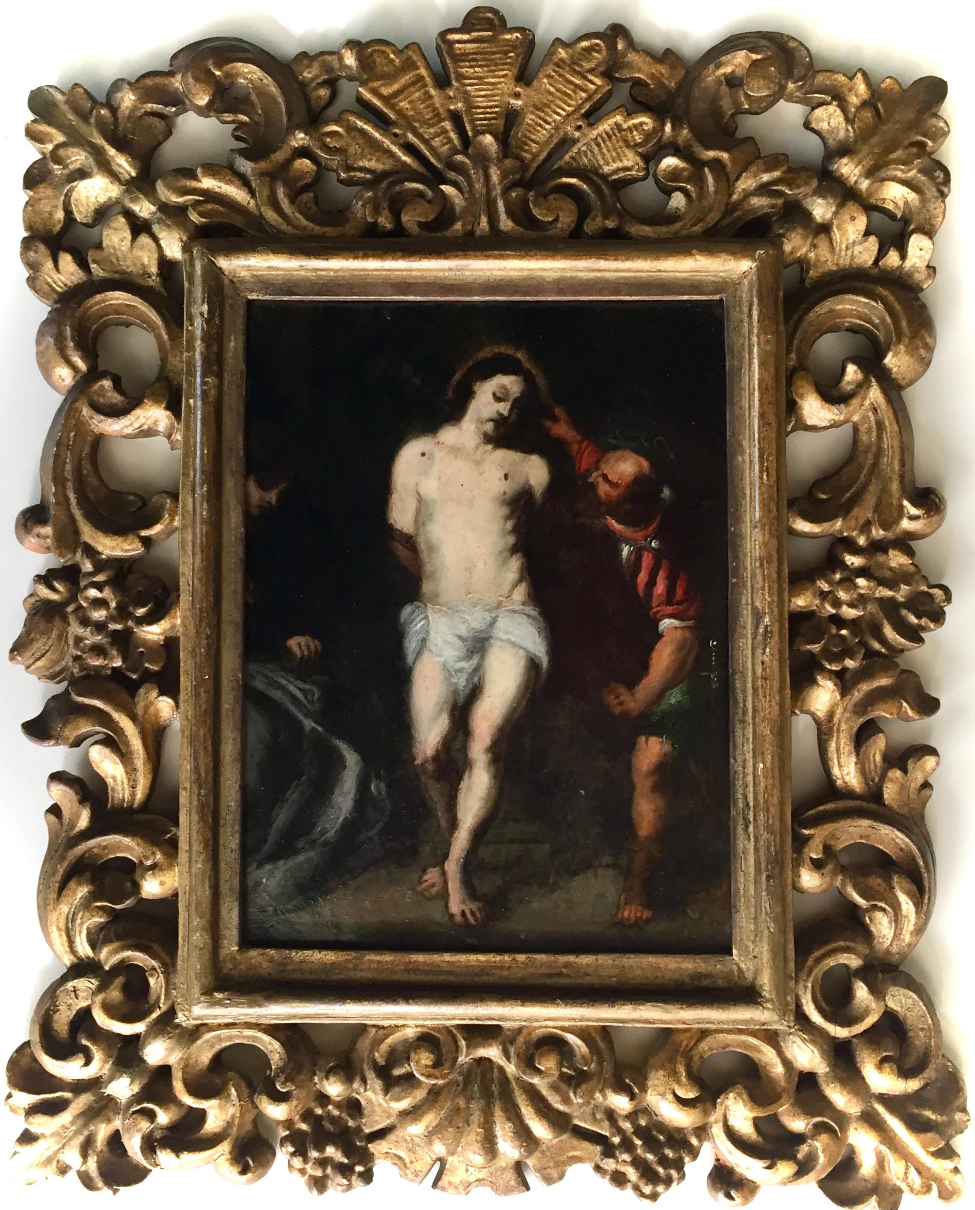 The Flagellation of Christ, Old Master, Flemish School, Oil on copper - Painting by Unknown