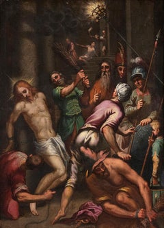 The Flagellation  - Oil on Canvas Atelier of Palma The Younger - Late 1500